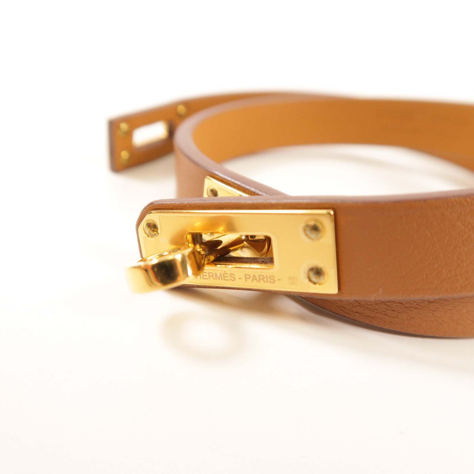 HERMES GHW Mini Kelly Double Tour Bracelet Veau Swift Leather Gold