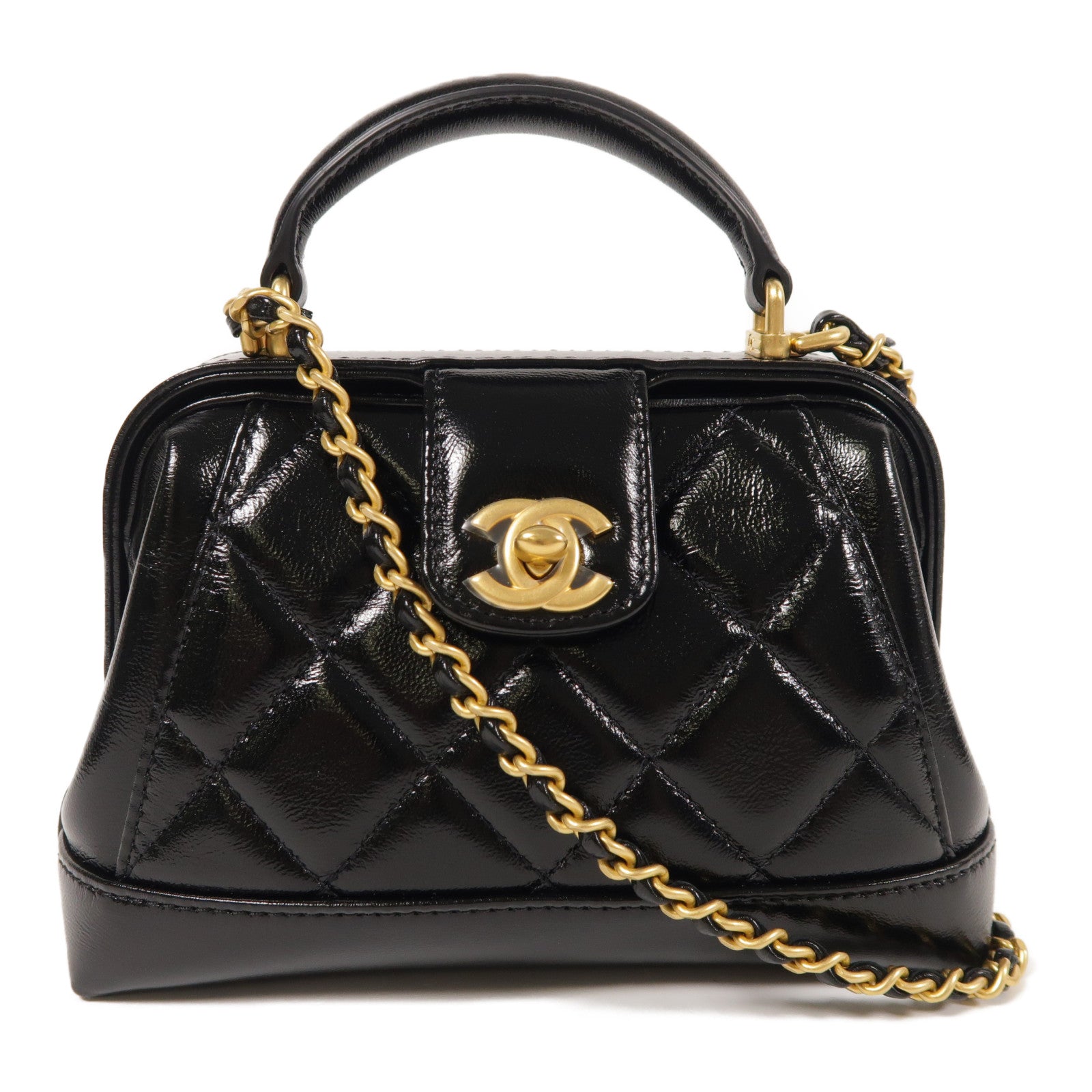 CHANEL【激減優惠】 牛皮皮革Shoulder Bag金扣鏈帶手挽肩背兩用袋