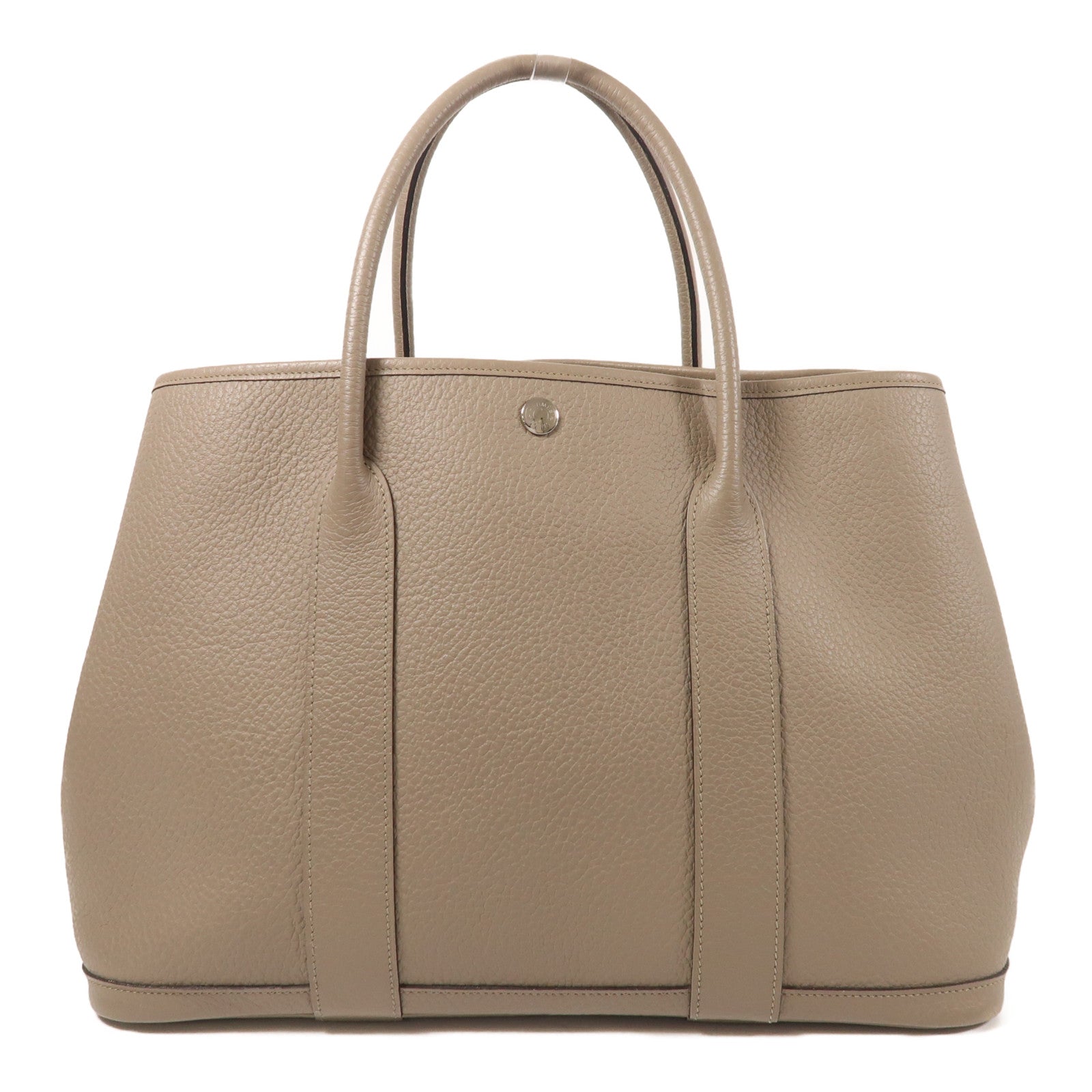 HERMES Negonda皮革Garden Party PM銀扣手挽袋Gris Asphalt