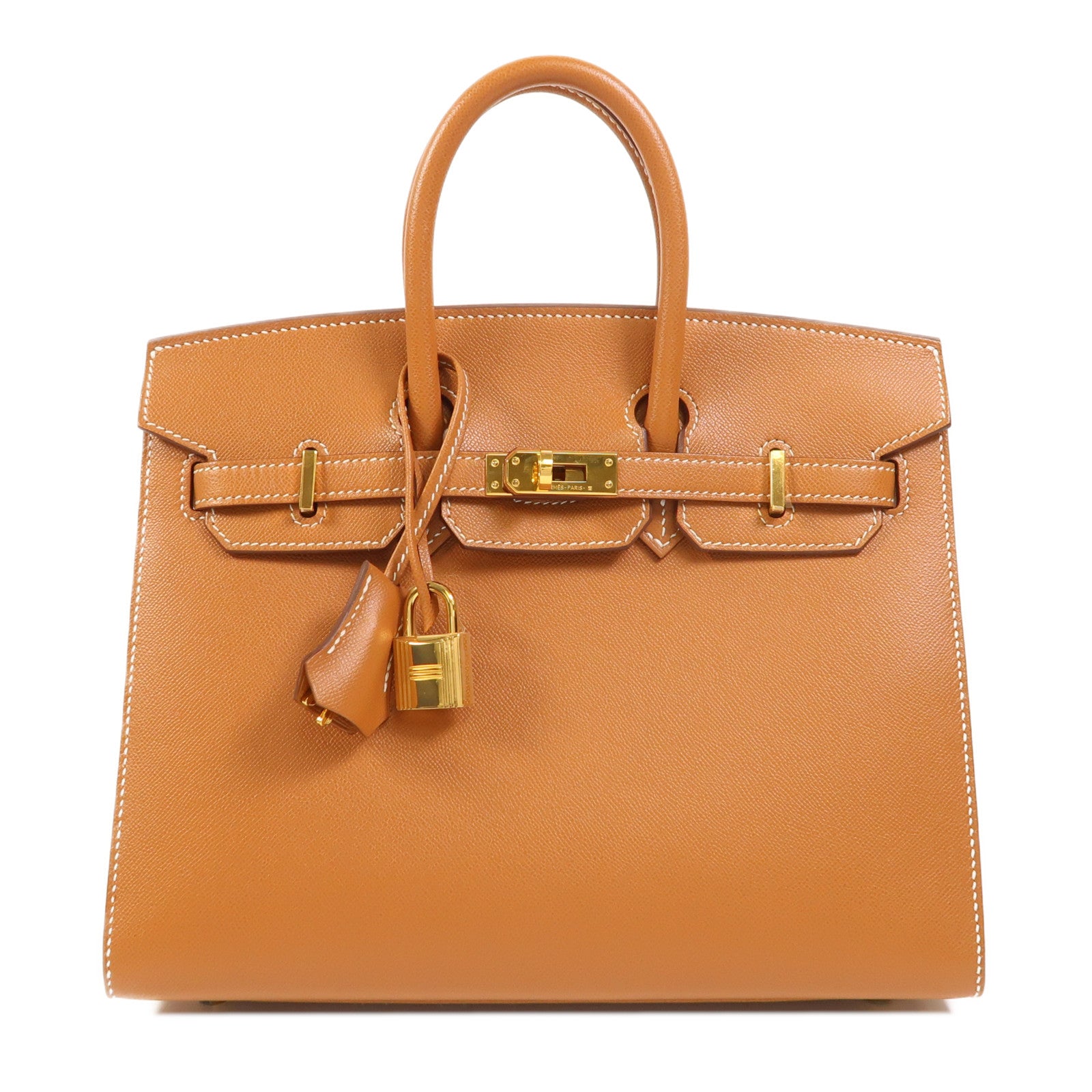 HERMES Madame皮革Birkin 25金扣手挽袋Gold