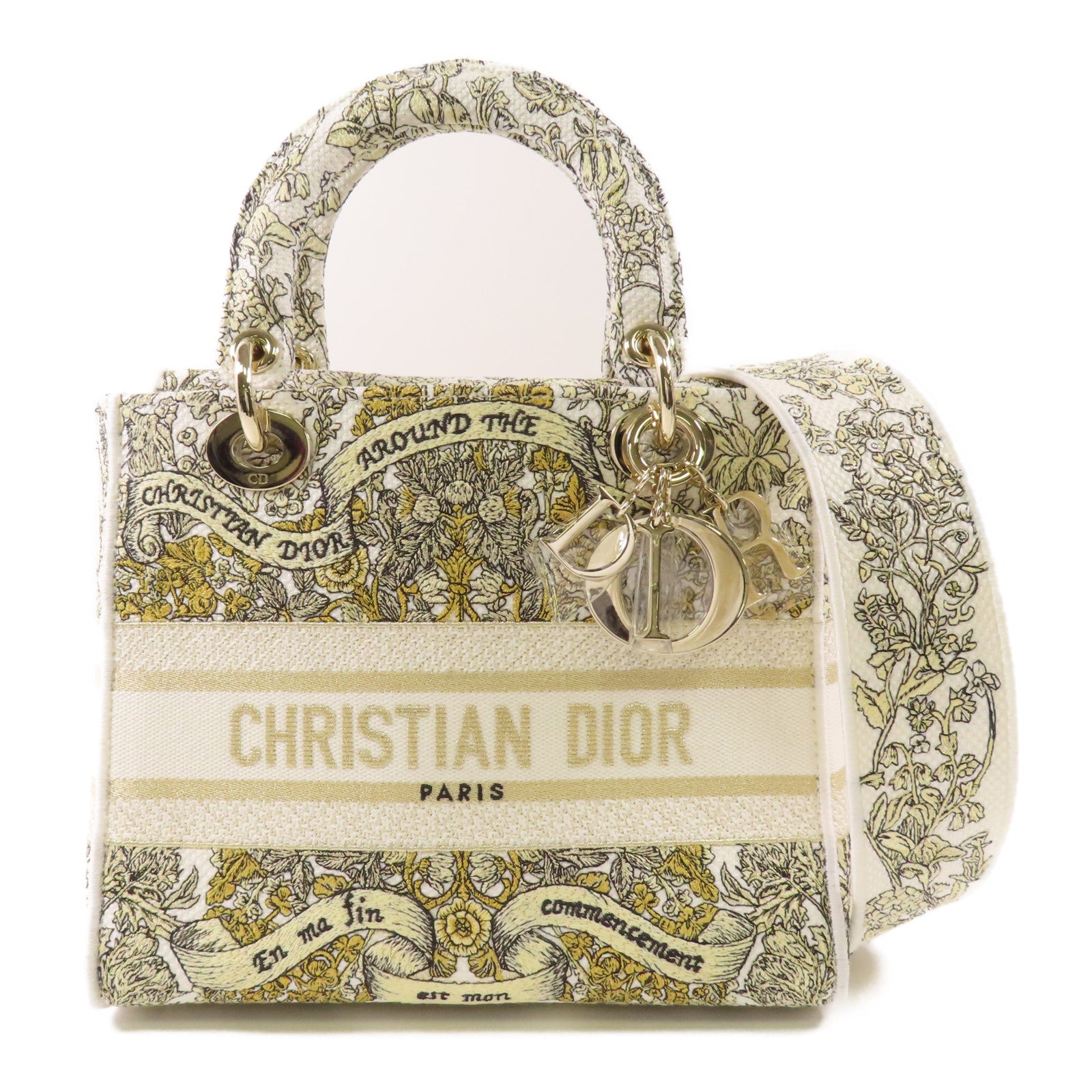 Dior 帆布Lady D-Lite銀扣手挽肩背兩用袋