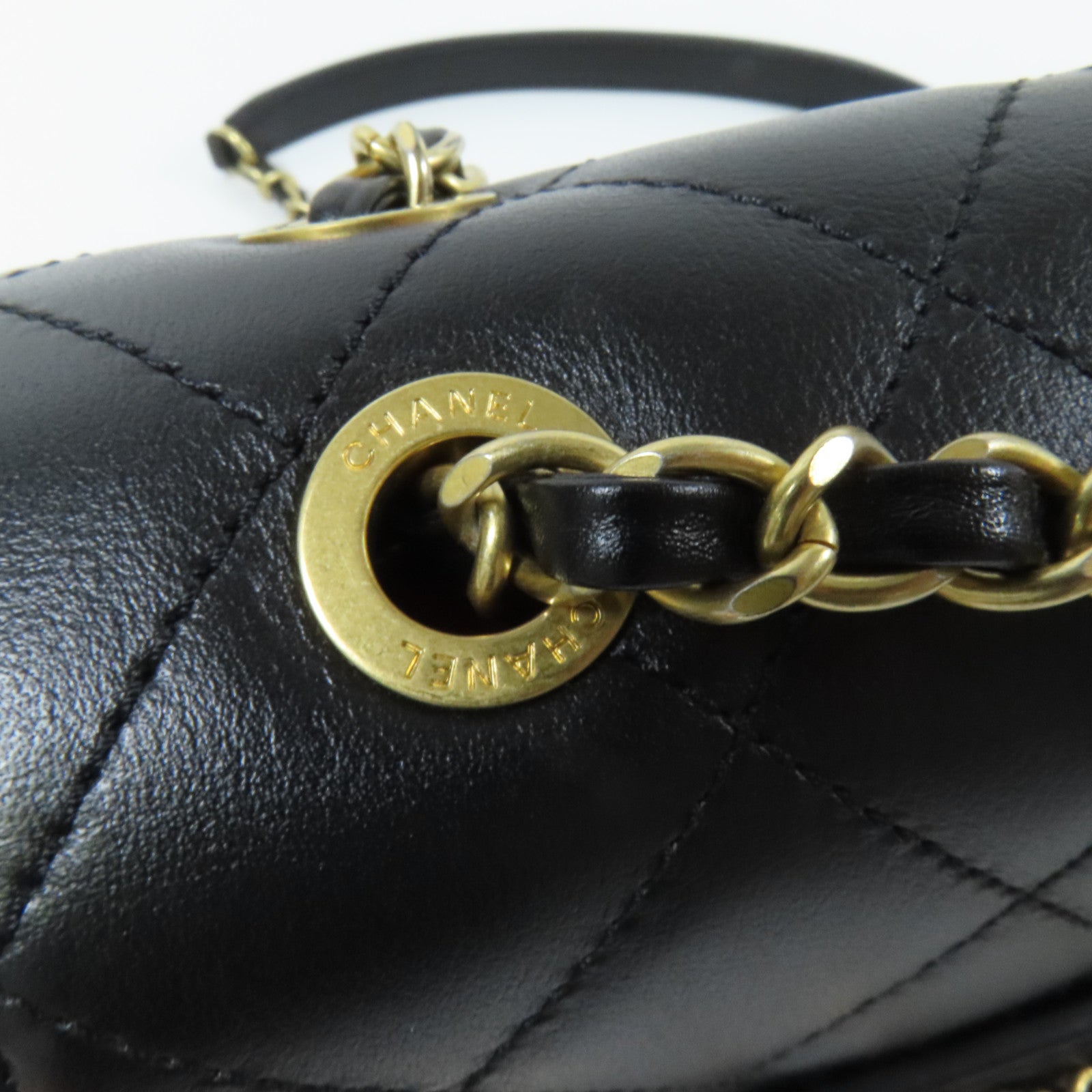 CHANEL 羊皮皮革Chain Shoulder Bag金扣鏈帶肩背袋