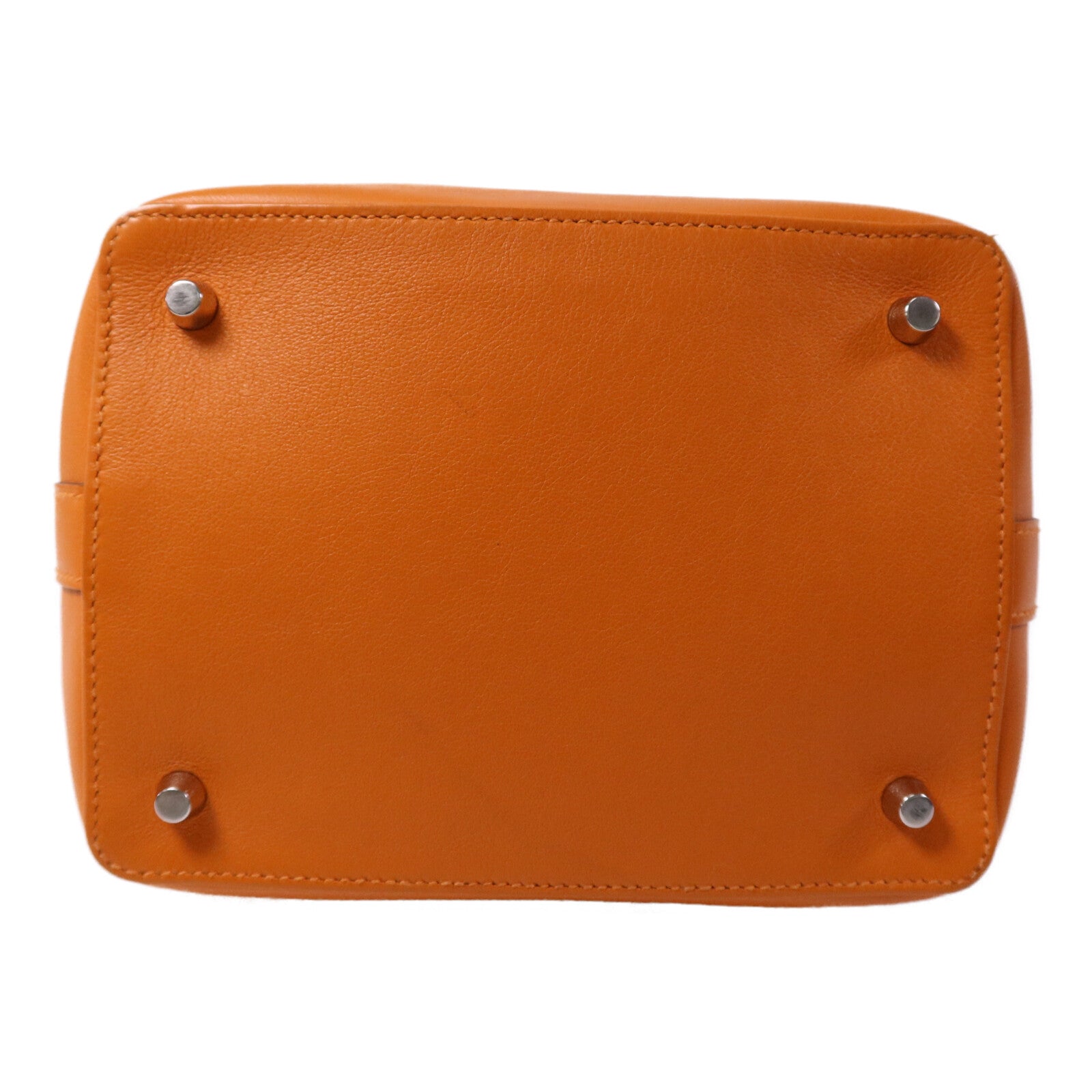 HERMES Clemence皮革Tool Box 20銀扣手挽肩背兩用袋Orange
