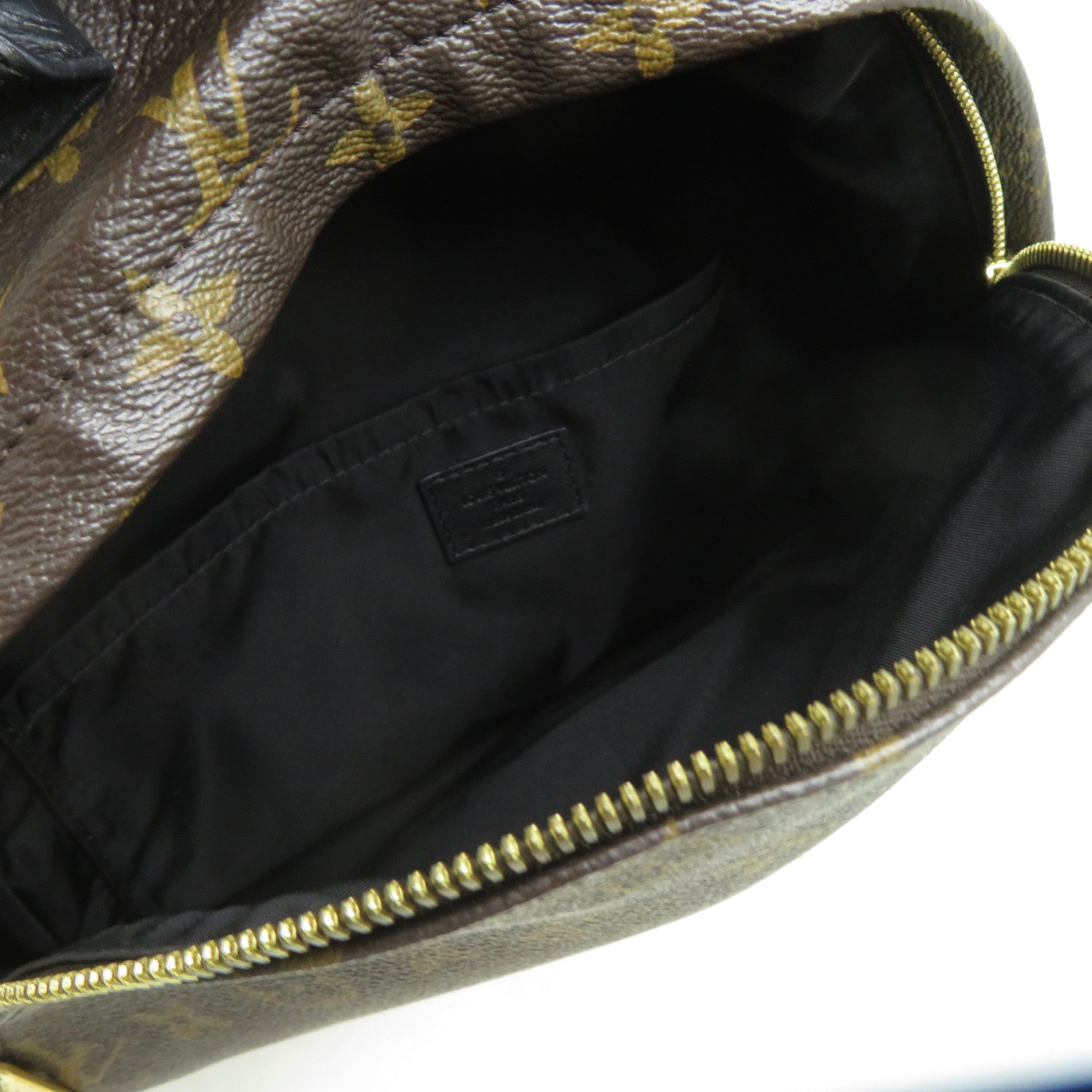 LOUIS VUITTON Monogram Macassar Palm Springs MM金扣背包啡色/黑色