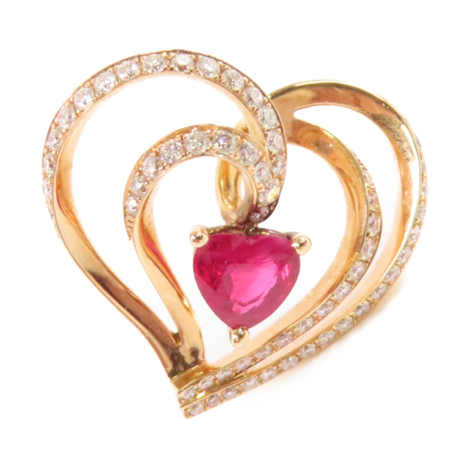 JEWELRY 【激減優惠】18K玫瑰金/0.47ct紅寶石/0.33ct鑽石Ruby Diamond Pendant Top吊墜頭扣