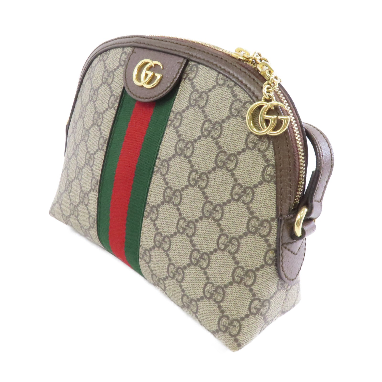 GUCCI 塗層帆布Shoulder Bag金扣肩背袋棕色