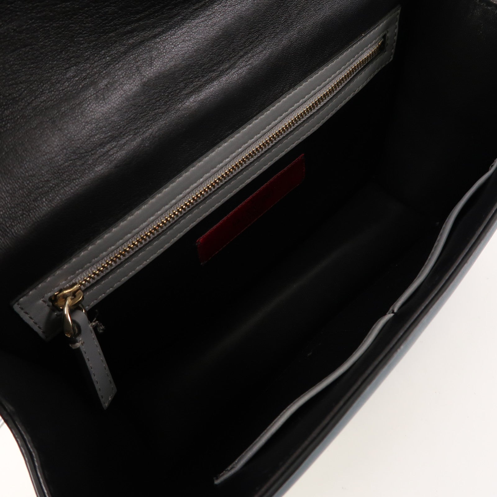 Valentino 【激減優惠】皮革Shoulder Bag銀扣肩背袋藍色/黑色