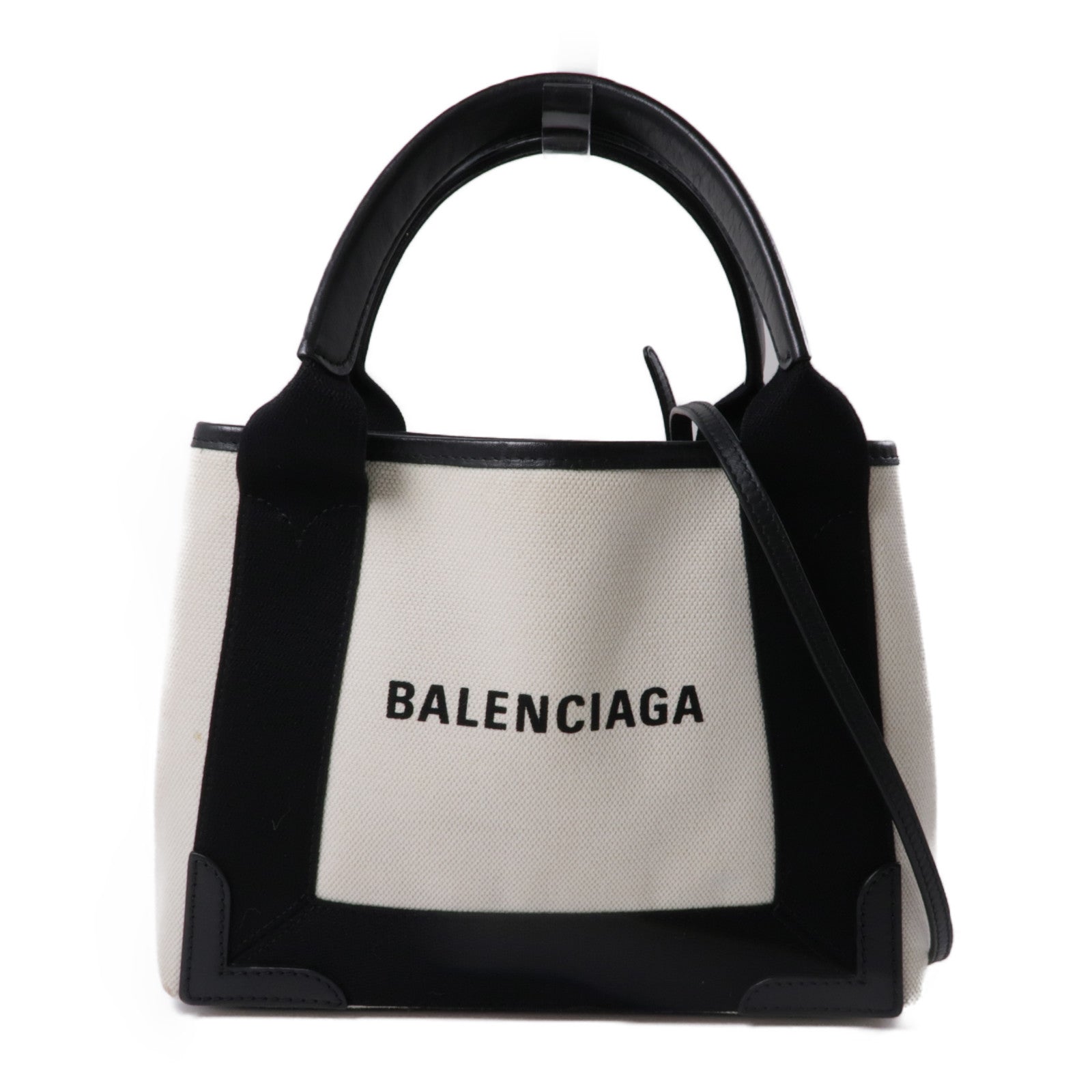 BALENCIAGA 帆布Cabas XS銀扣手挽肩背兩用袋