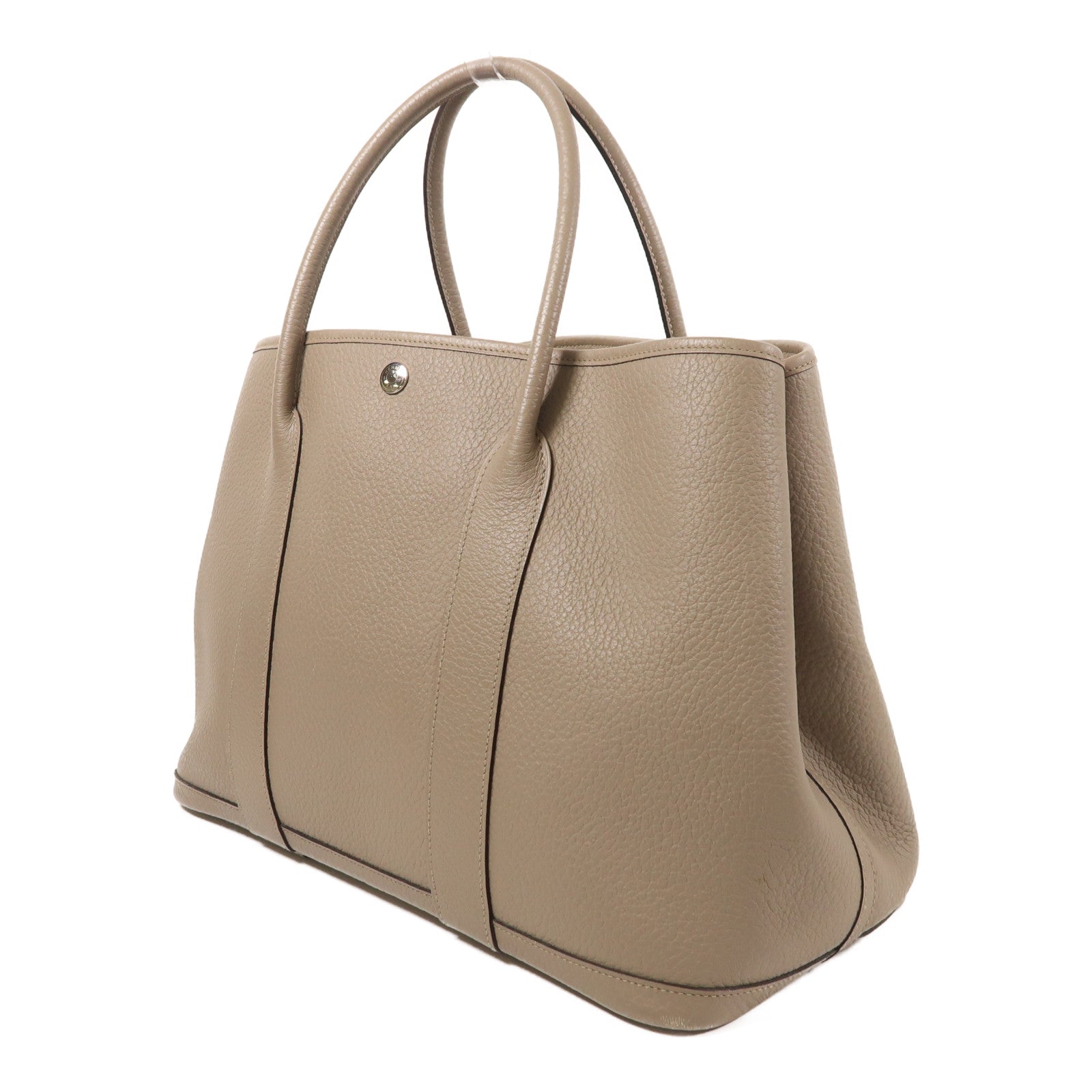 HERMES Negonda皮革Garden Party PM銀扣手挽袋Gris Asphalt