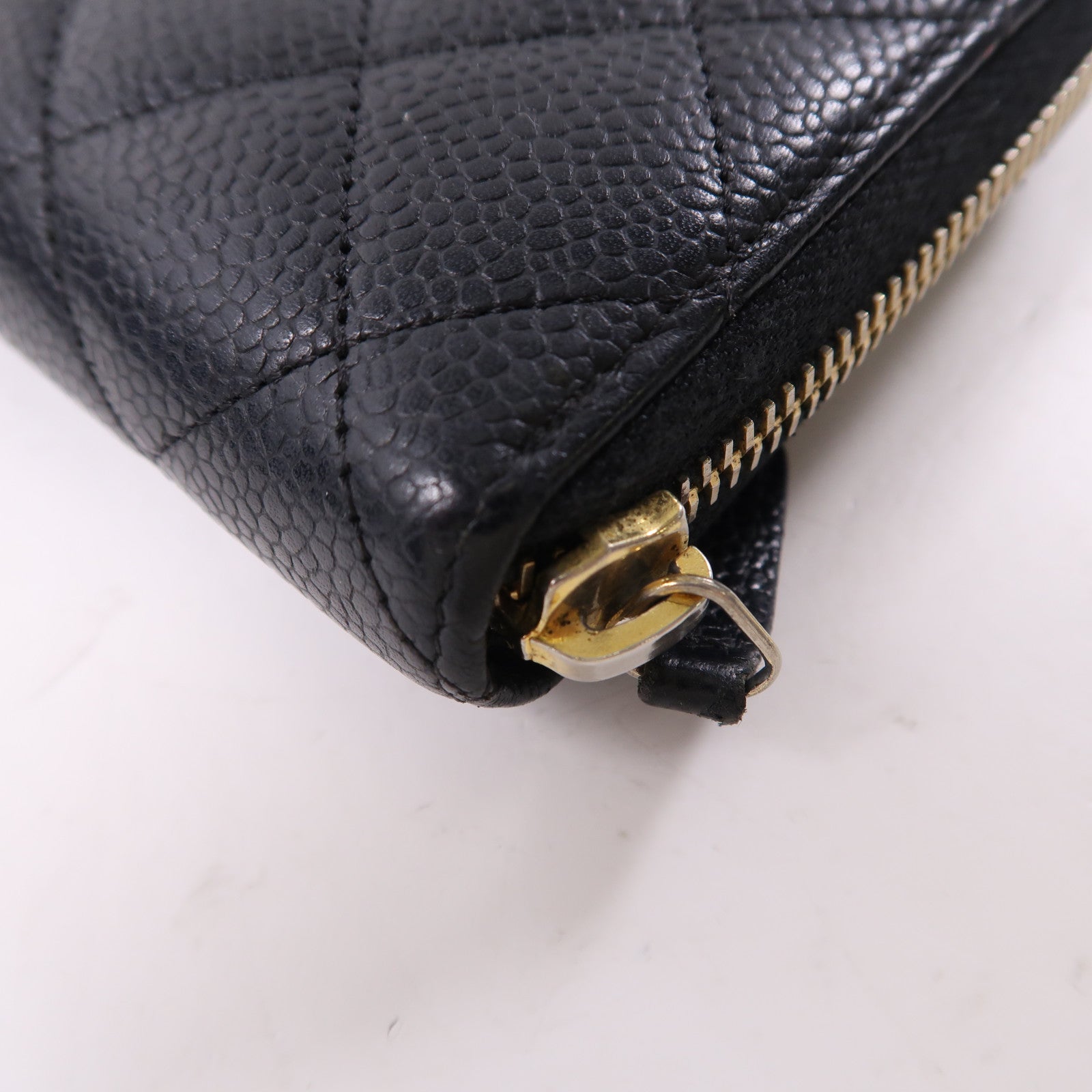 CHANEL 牛皮皮革Zipper Long Wallet金扣長錢包黑色