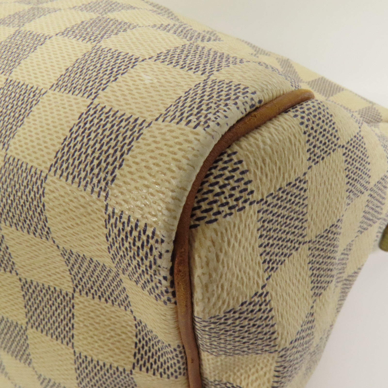 LOUIS VUITTON Damier Azur Speedy 30金扣手挽袋白色