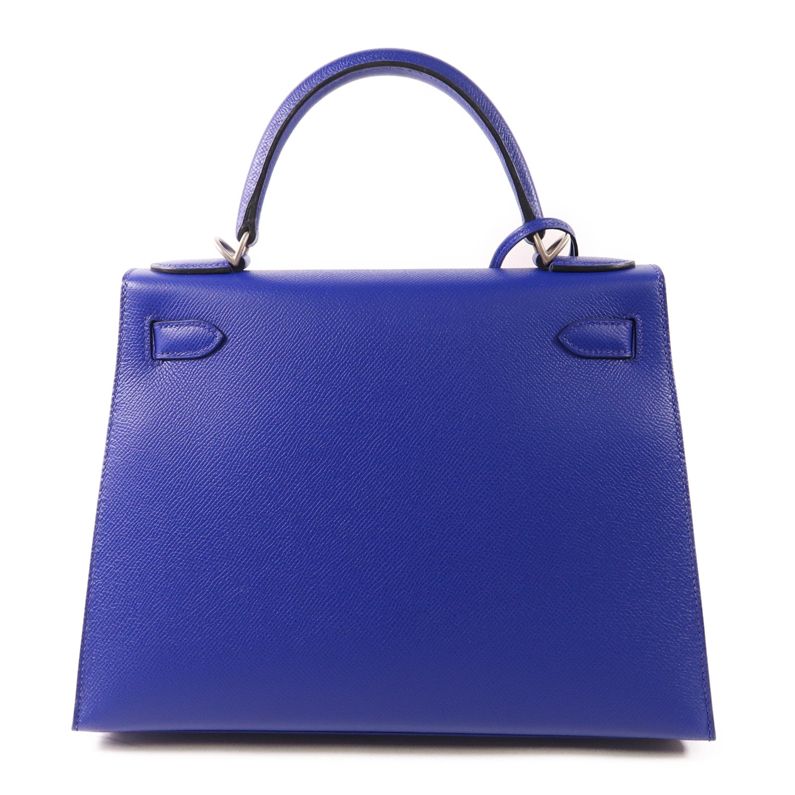 HERMES Epsom皮革Kelly 28銀扣手挽肩背兩用袋7T Bleu Electrique