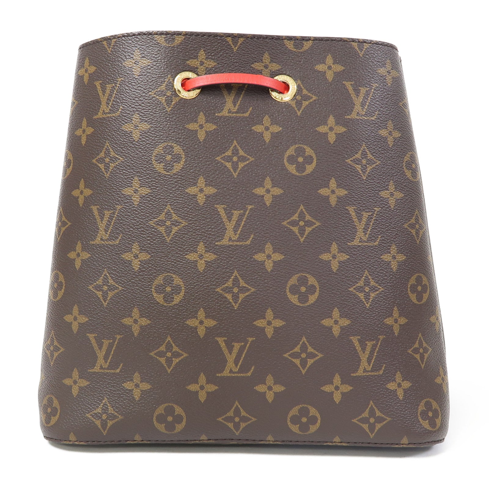 LOUIS VUITTON Monogram Neo Noe MM金扣肩背袋啡色/紅色