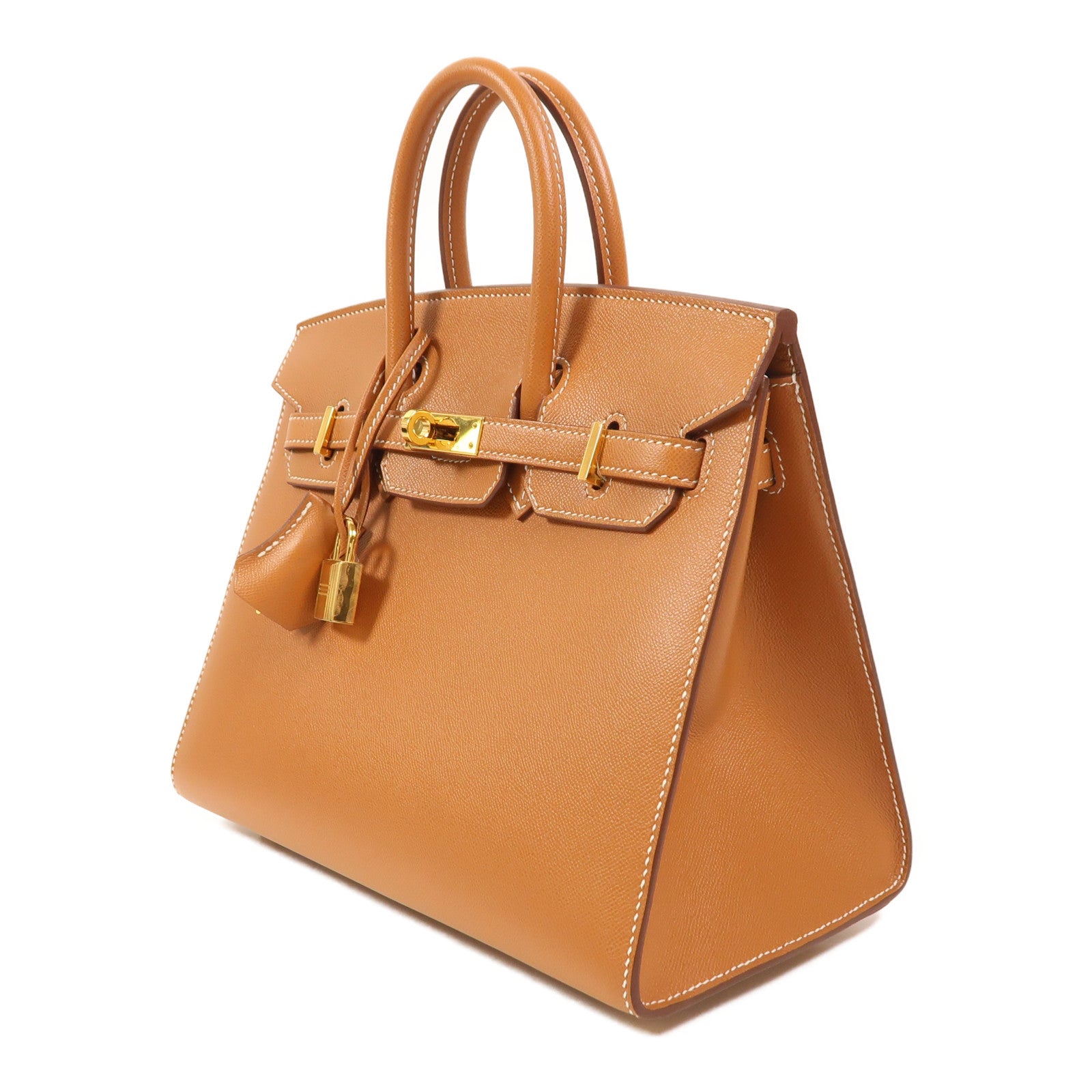 HERMES Madame皮革Birkin 25金扣手挽袋Gold