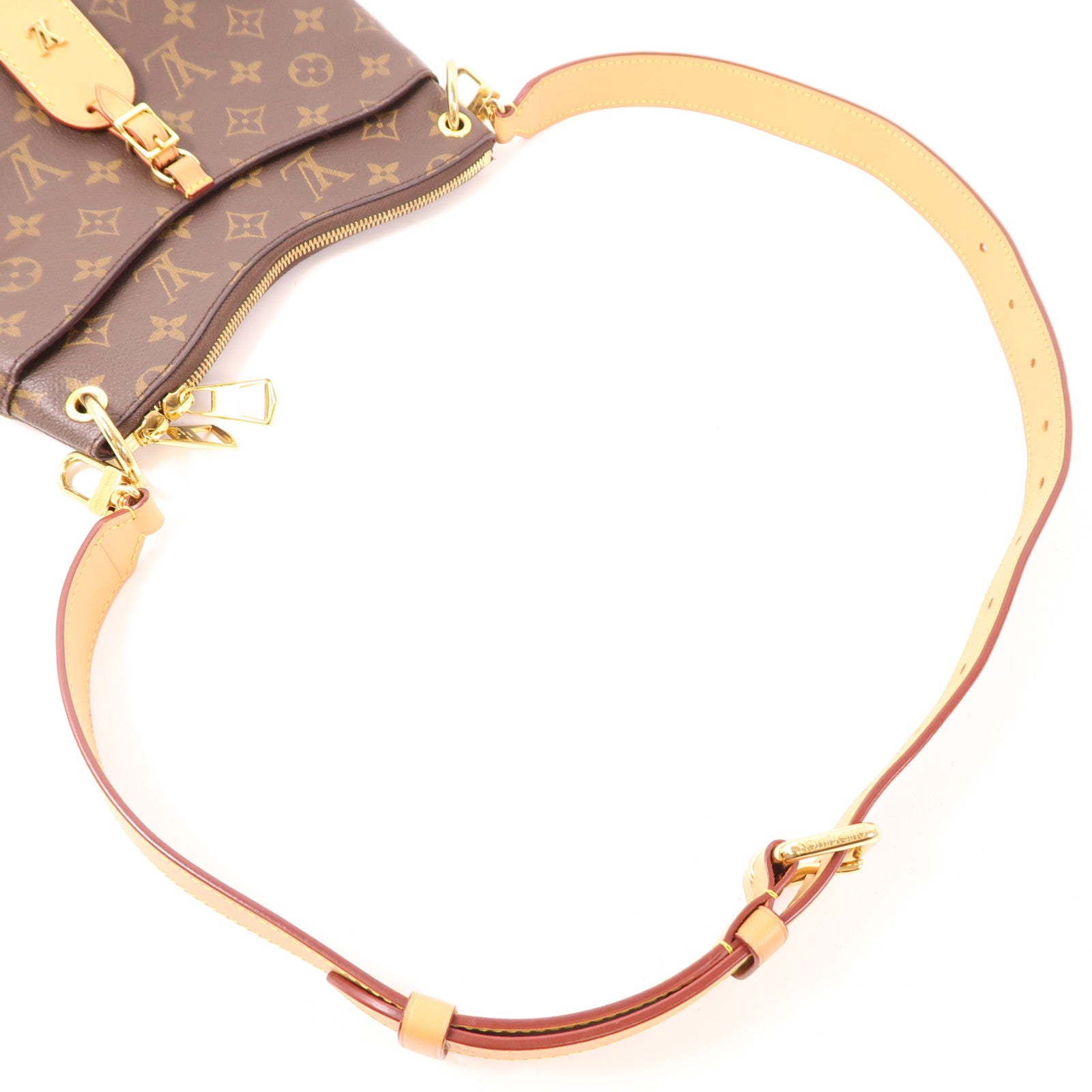 LOUIS VUITTON Monogram Odeon金扣手挽袋棕色