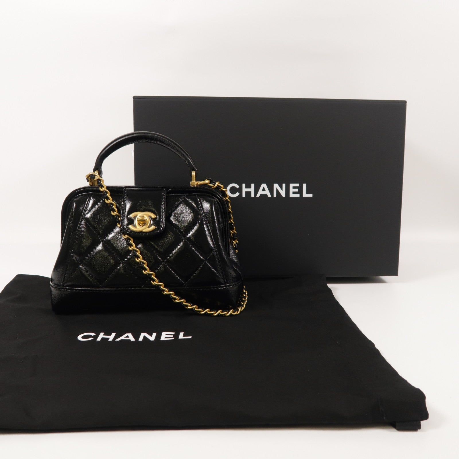 CHANEL【激減優惠】 牛皮皮革Shoulder Bag金扣鏈帶手挽肩背兩用袋