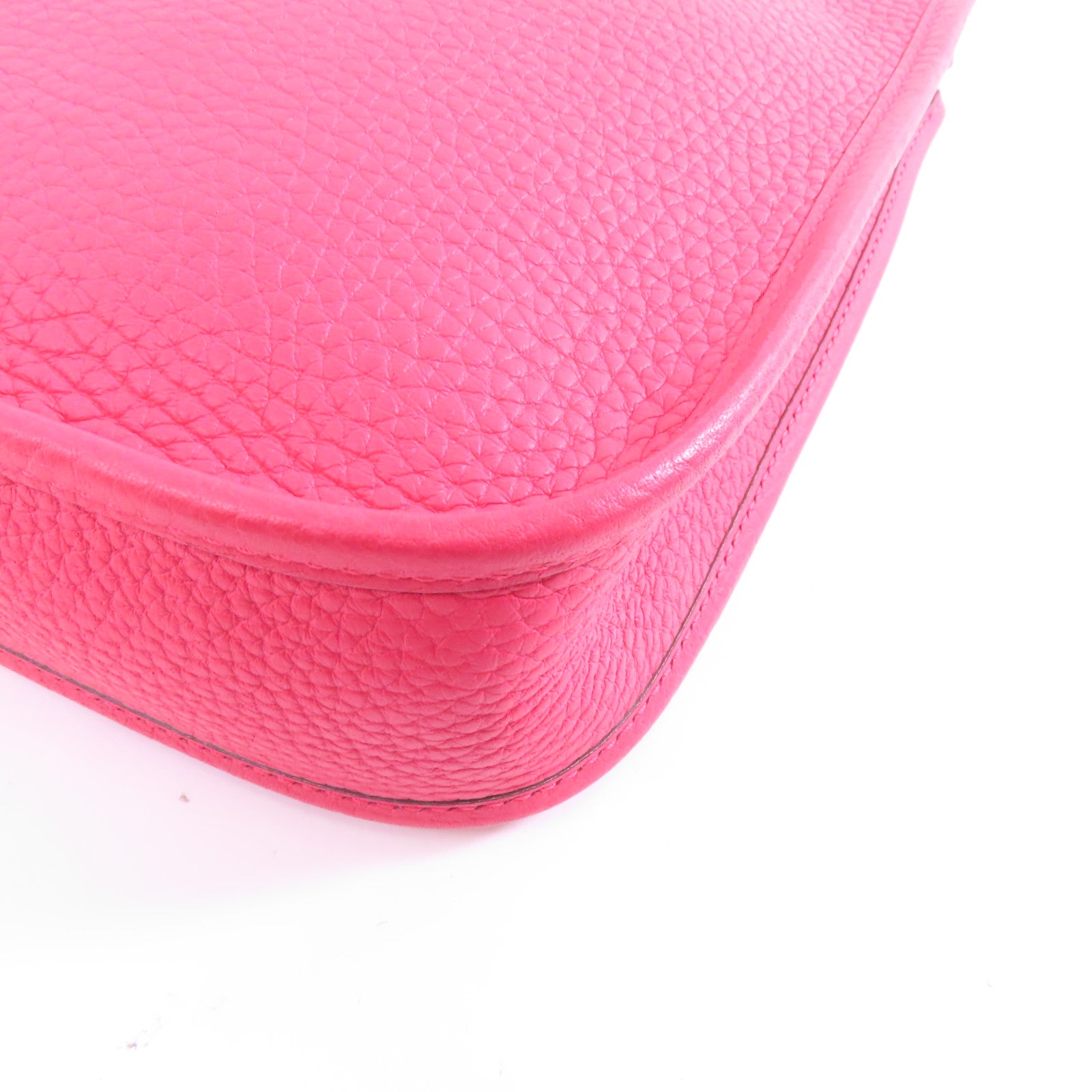 HERMES Clemence皮革Evelyne TPM銀扣肩背袋Rose Extreme/粉紅色