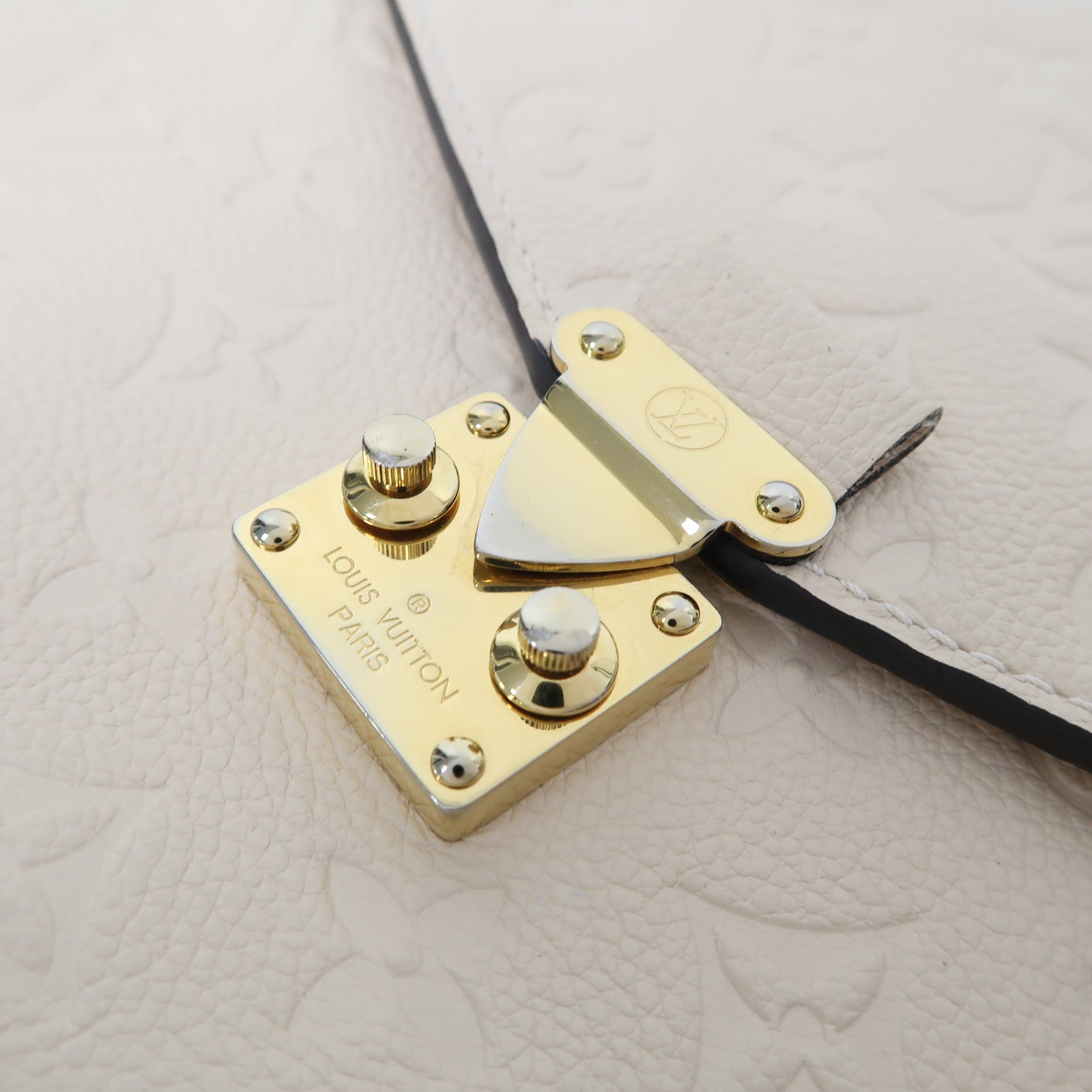 LOUIS VUITTON 【激減優惠】Monogram Empreinte Pochette Metis金扣手挽肩背兩用袋米色