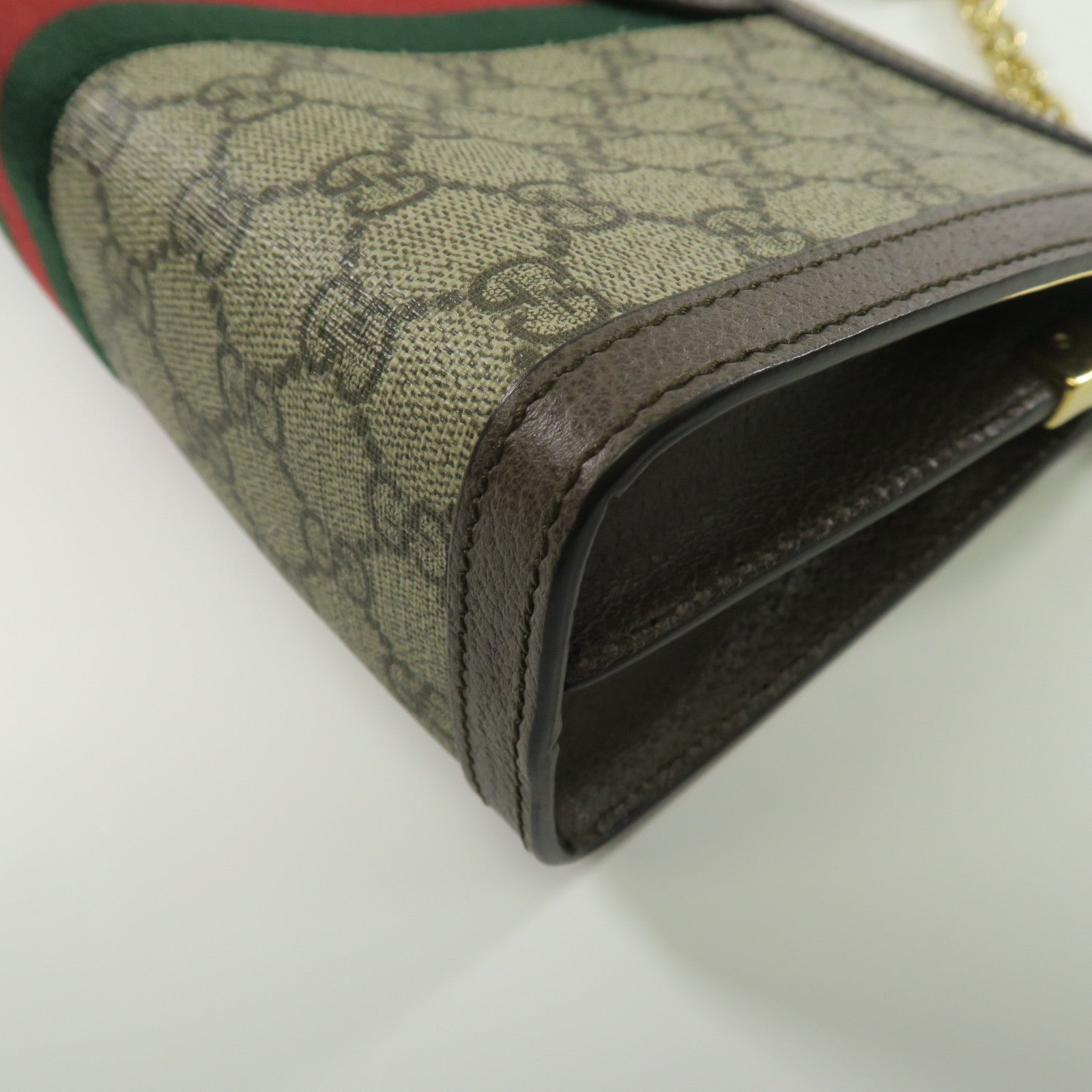 GUCCI 塗層帆布Ophidia金扣鏈帶肩背袋啡色
