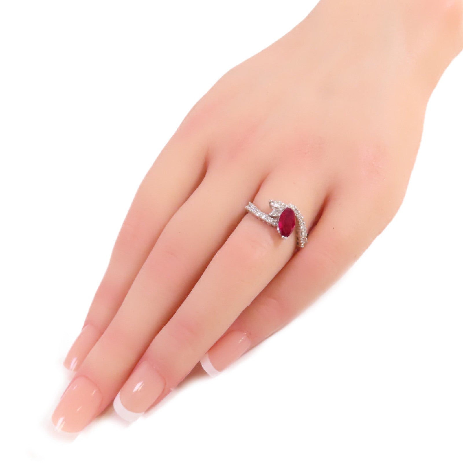 JEWELRY 18K白金/0.84ct紅寶石/0.48ct鑽石Ruby Ring戒指US#5.5