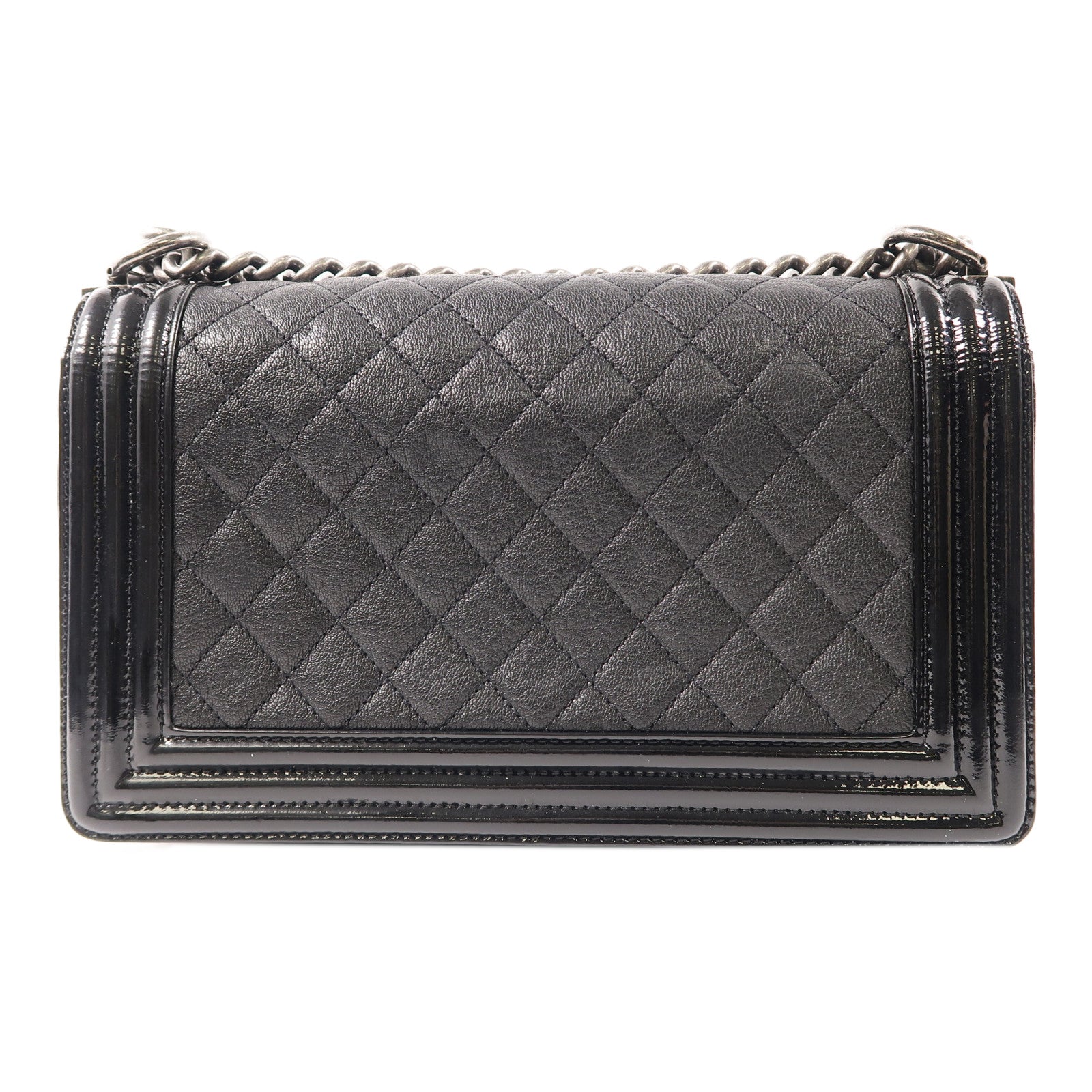 CHANEL (PRICE DOWN) Quilted CC SHW Chanel Boy Chain Shoulder Bag Calfskin Leather Black