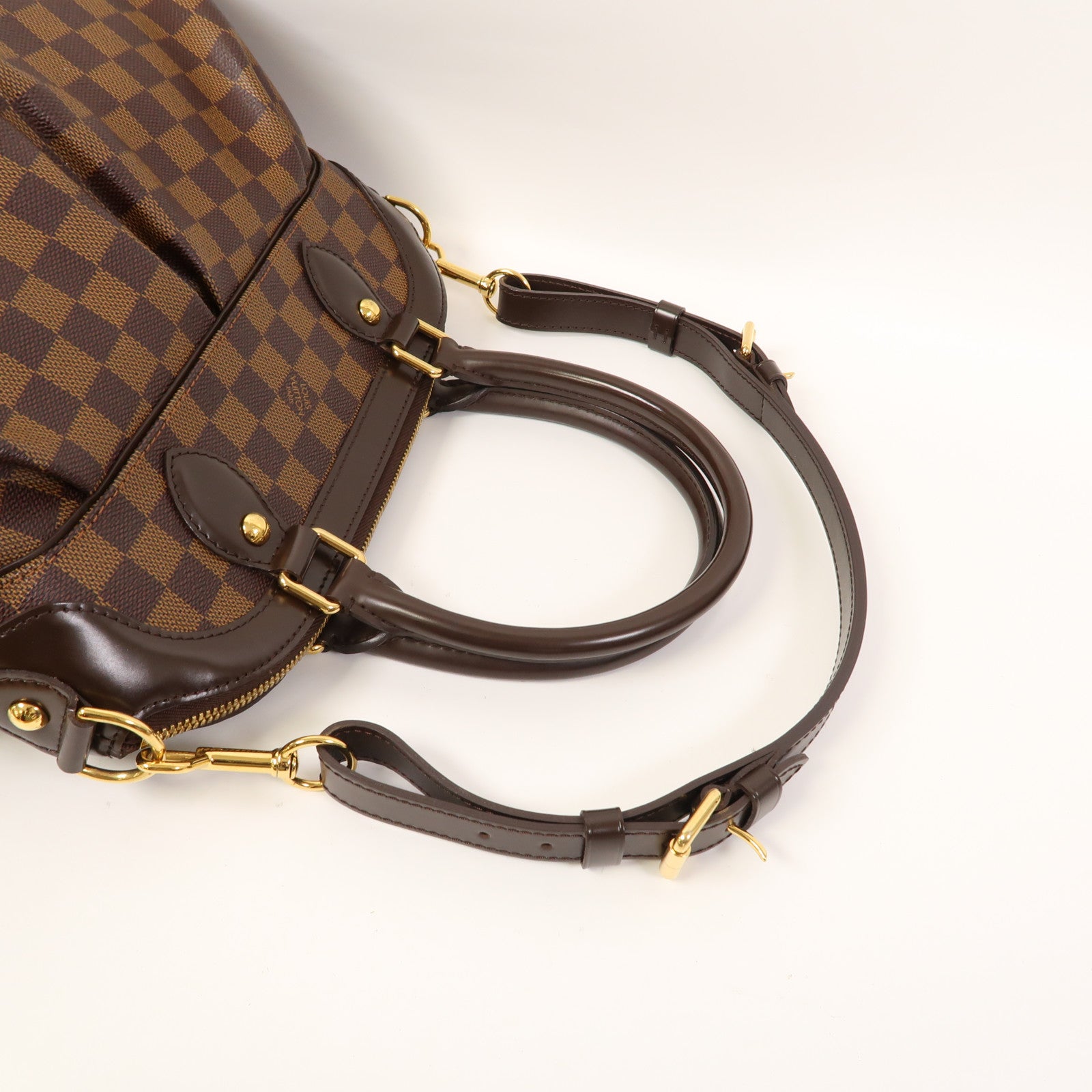 LOUIS VUITTON 【激減優惠】Damier Ebene Trevi PM金扣手挽肩背兩用袋啡色