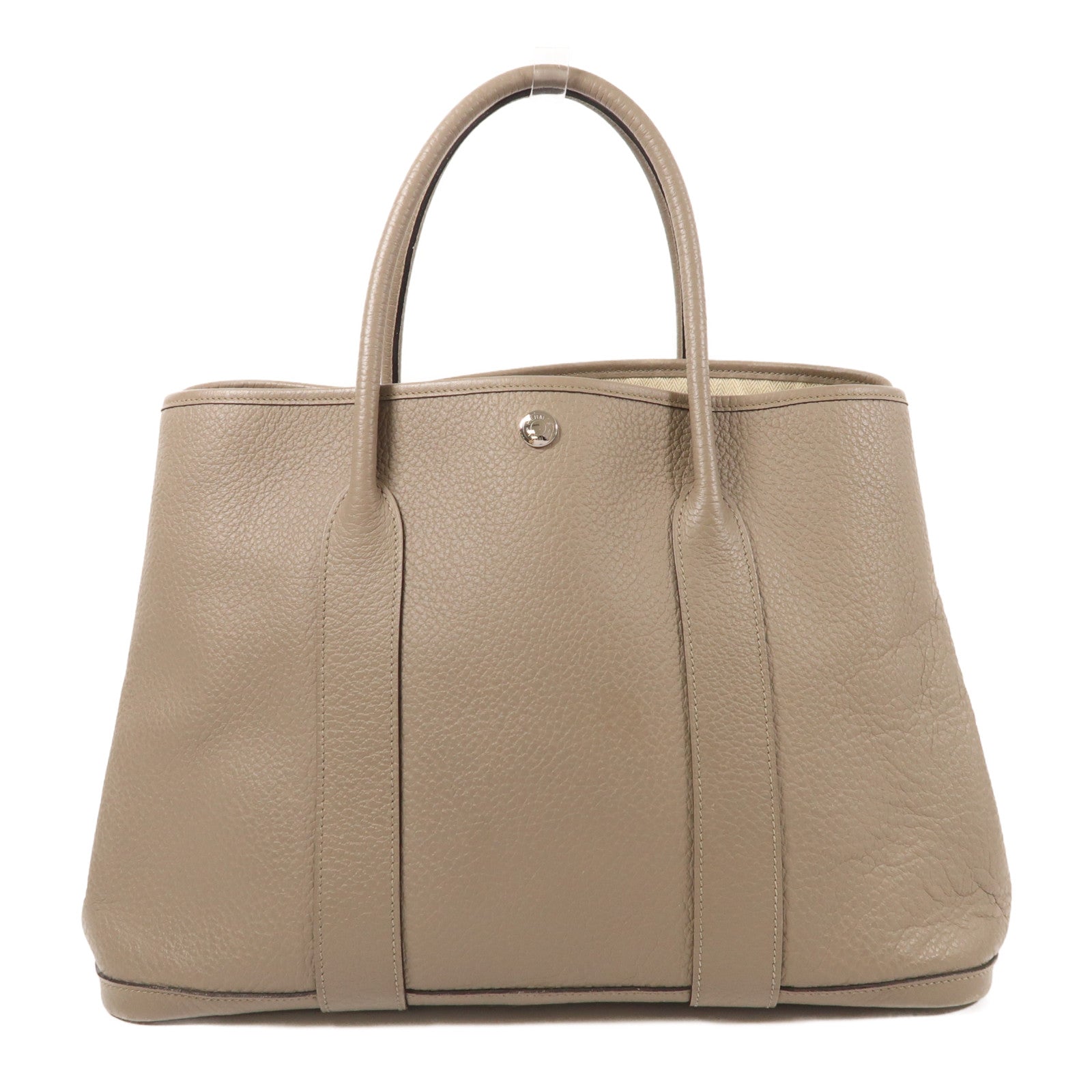 HERMES Negonda皮革Garden Party PM銀扣手挽袋Gris Asphalt