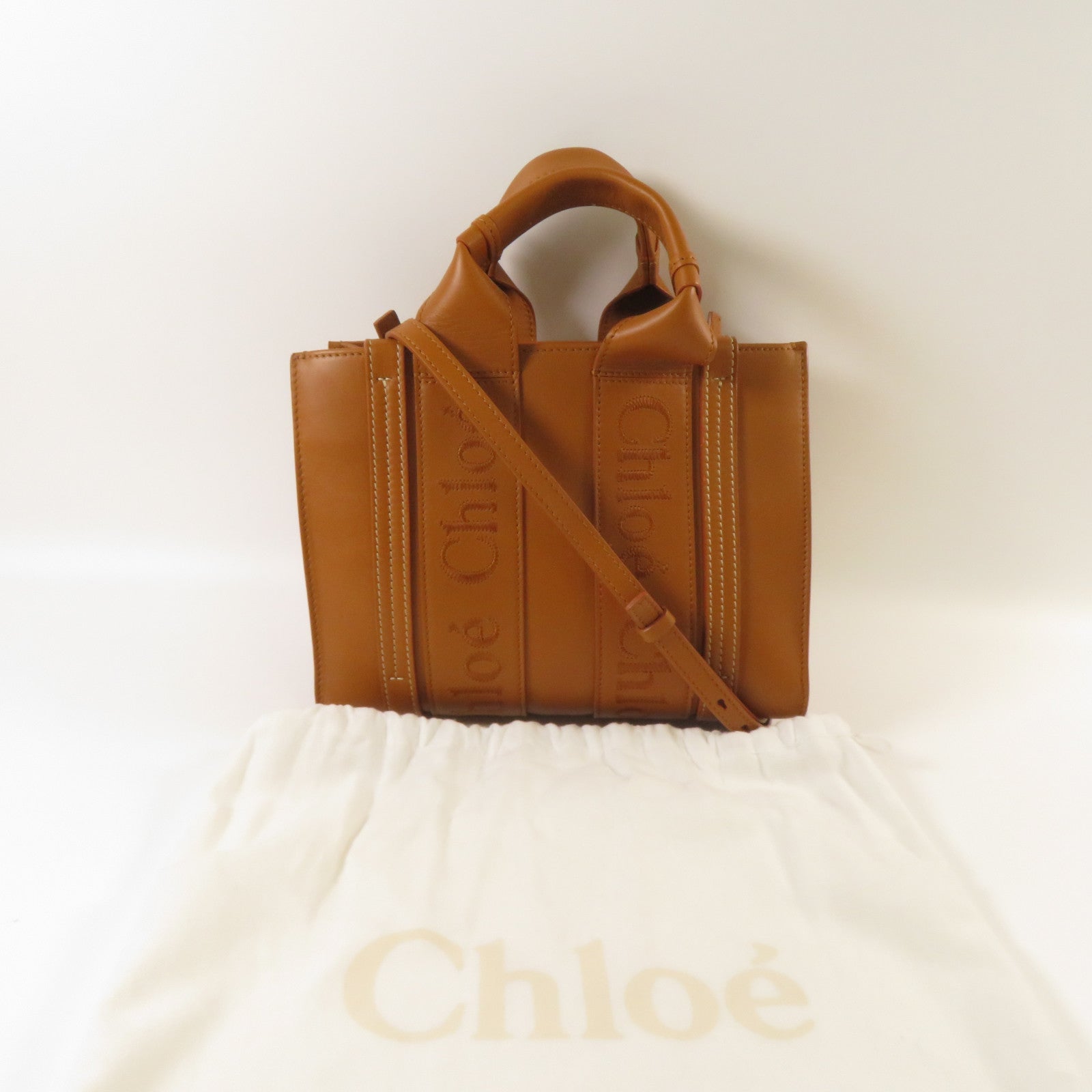 Chloe **【激減優惠】牛皮皮革Tote Bag金扣手挽肩背兩用袋啡色