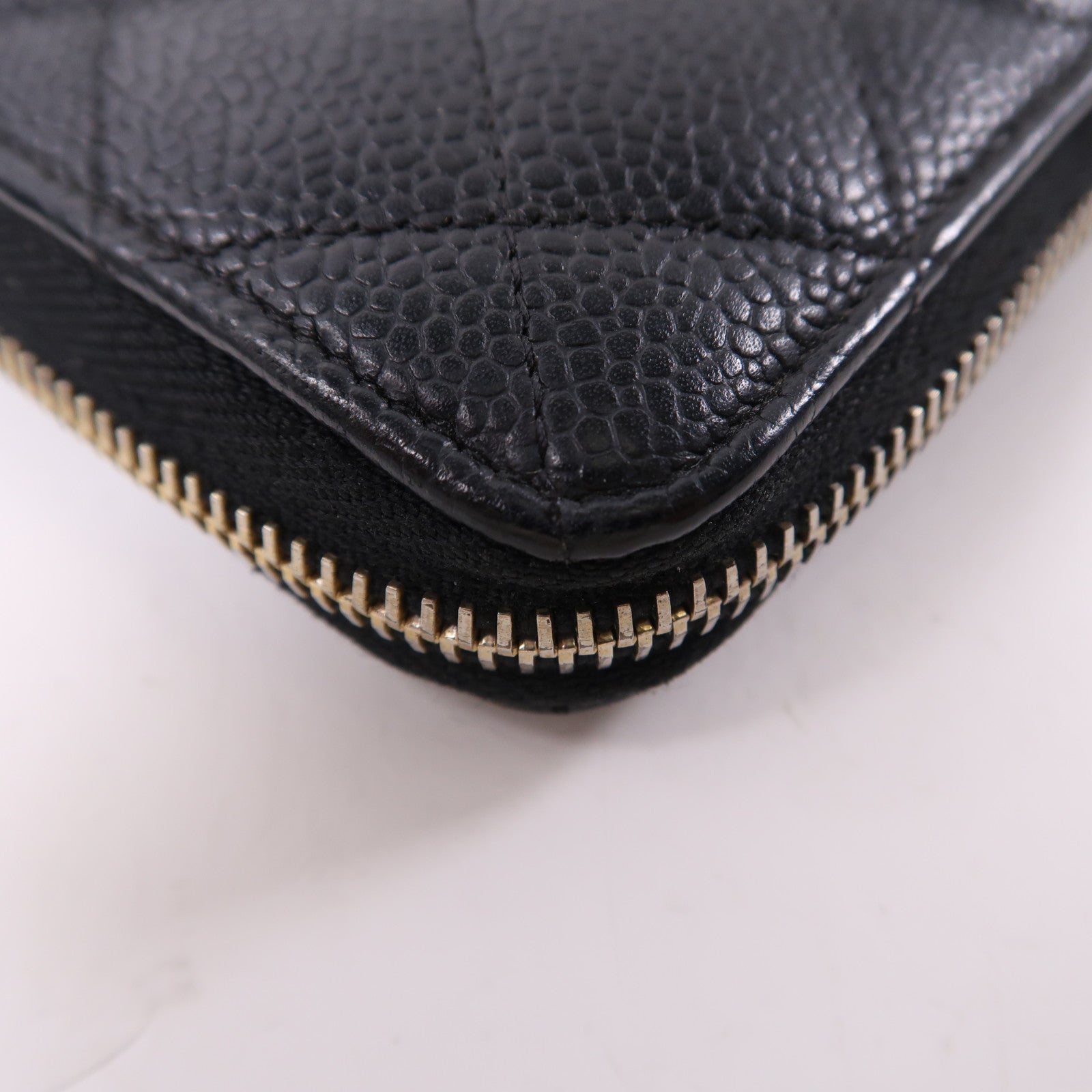 CHANEL 牛皮皮革Zipper Long Wallet金扣長錢包黑色