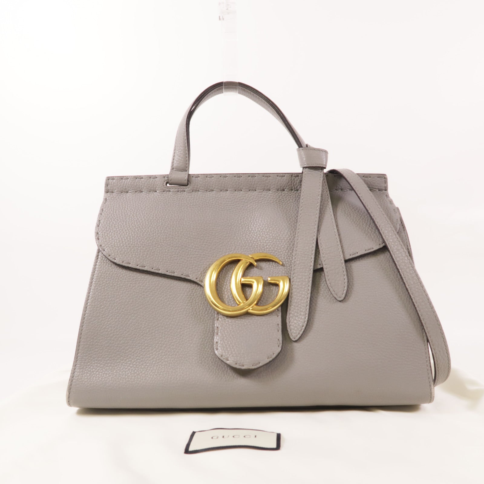 GUCCI 牛皮皮革GG Marmont金扣手挽肩背兩用袋