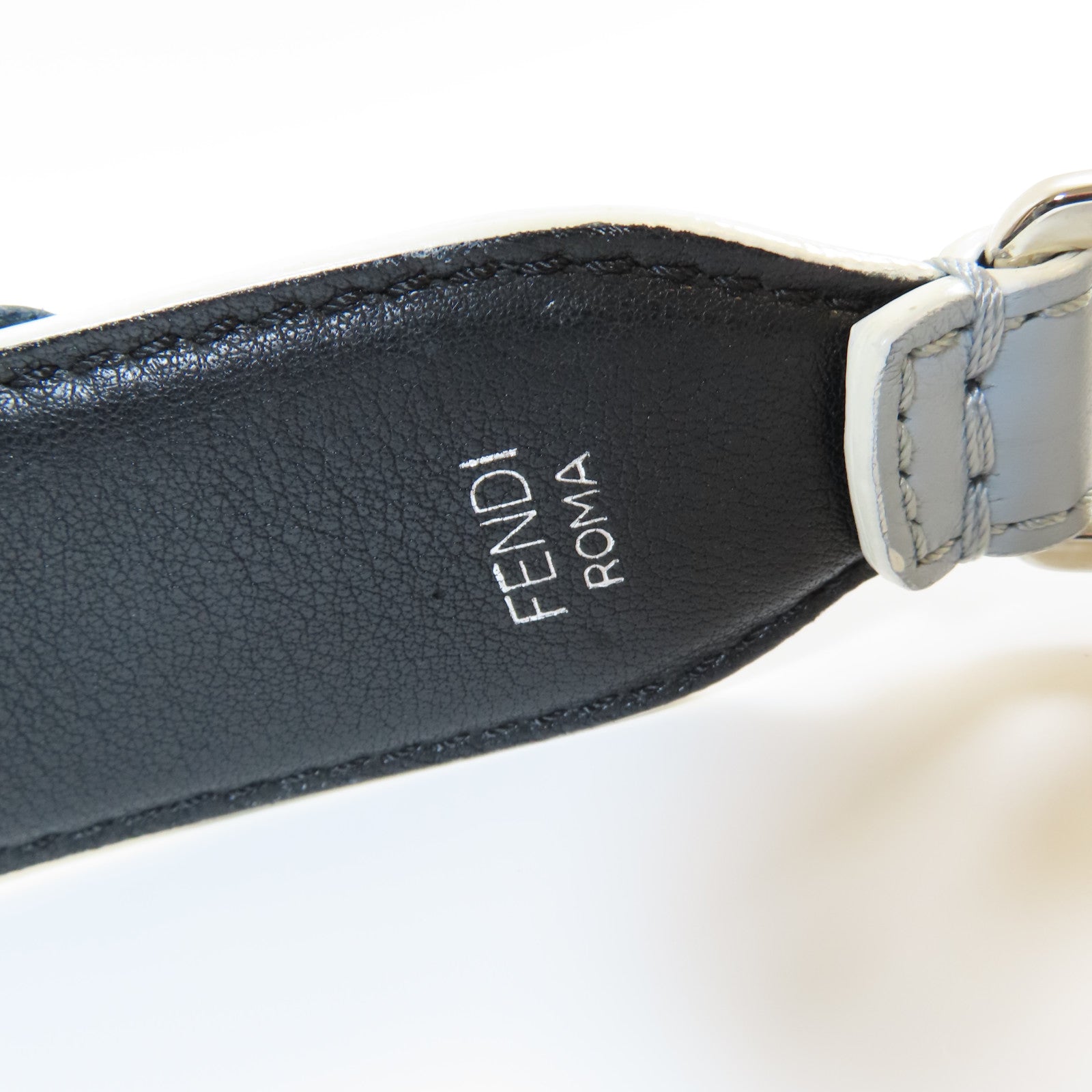 FENDI 【激減優惠】牛皮皮革Shoulder Strap銀扣肩帶淺藍色