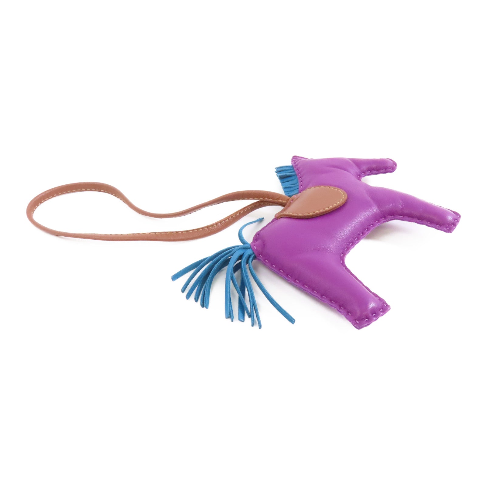 HERMES Swift皮革Rodeo GM掛飾Anemone紫色/啡色/藍色