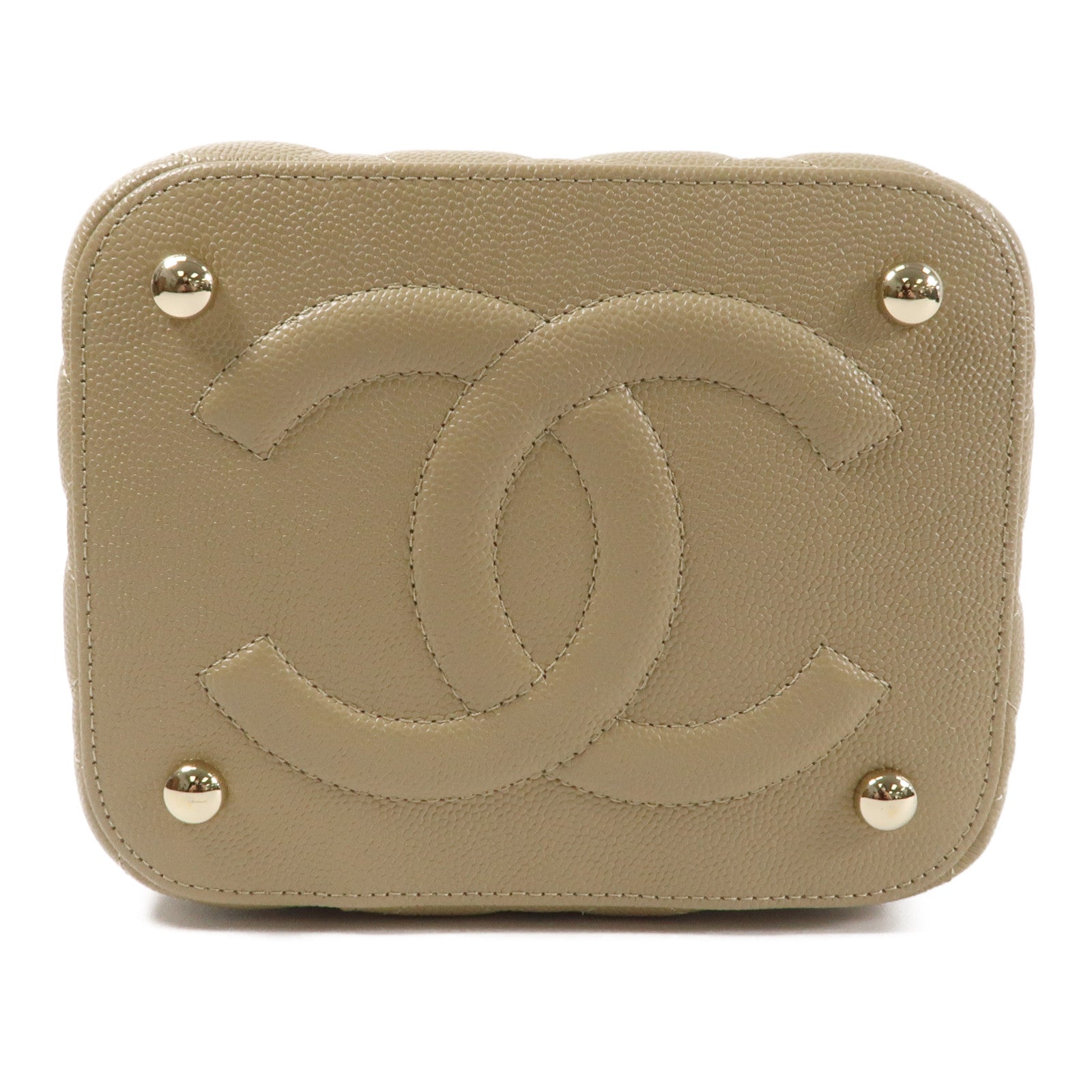 CHANEL 牛皮皮革Vanity Case金扣鏈帶手挽肩背兩用袋