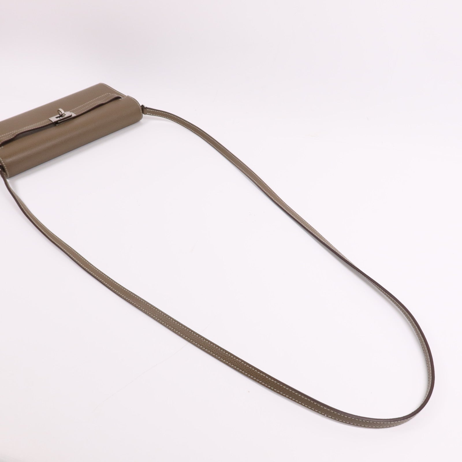 HERMES Epsom皮革Kelly To Go銀扣肩背袋Etoupe
