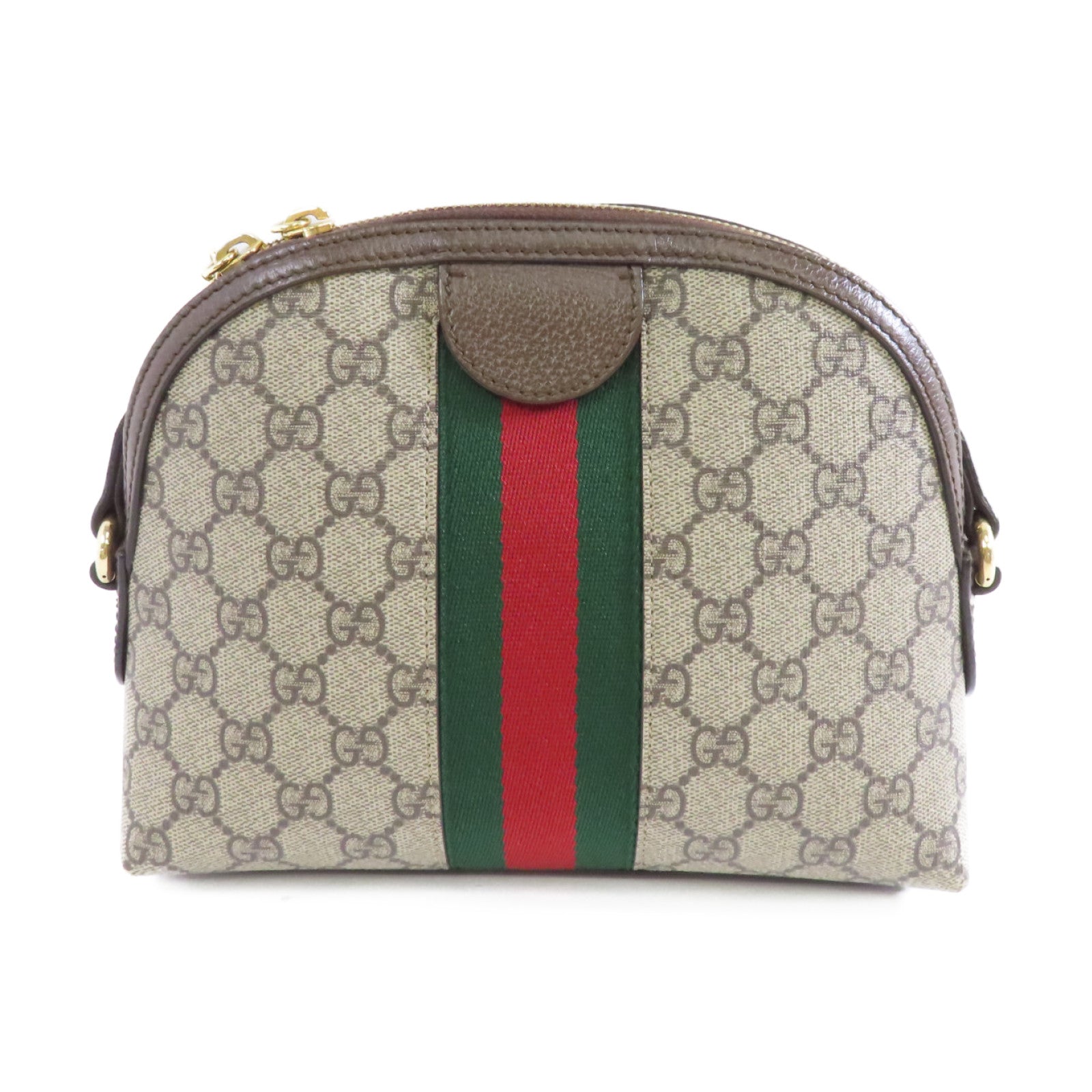 GUCCI 塗層帆布Shoulder Bag金扣肩背袋棕色