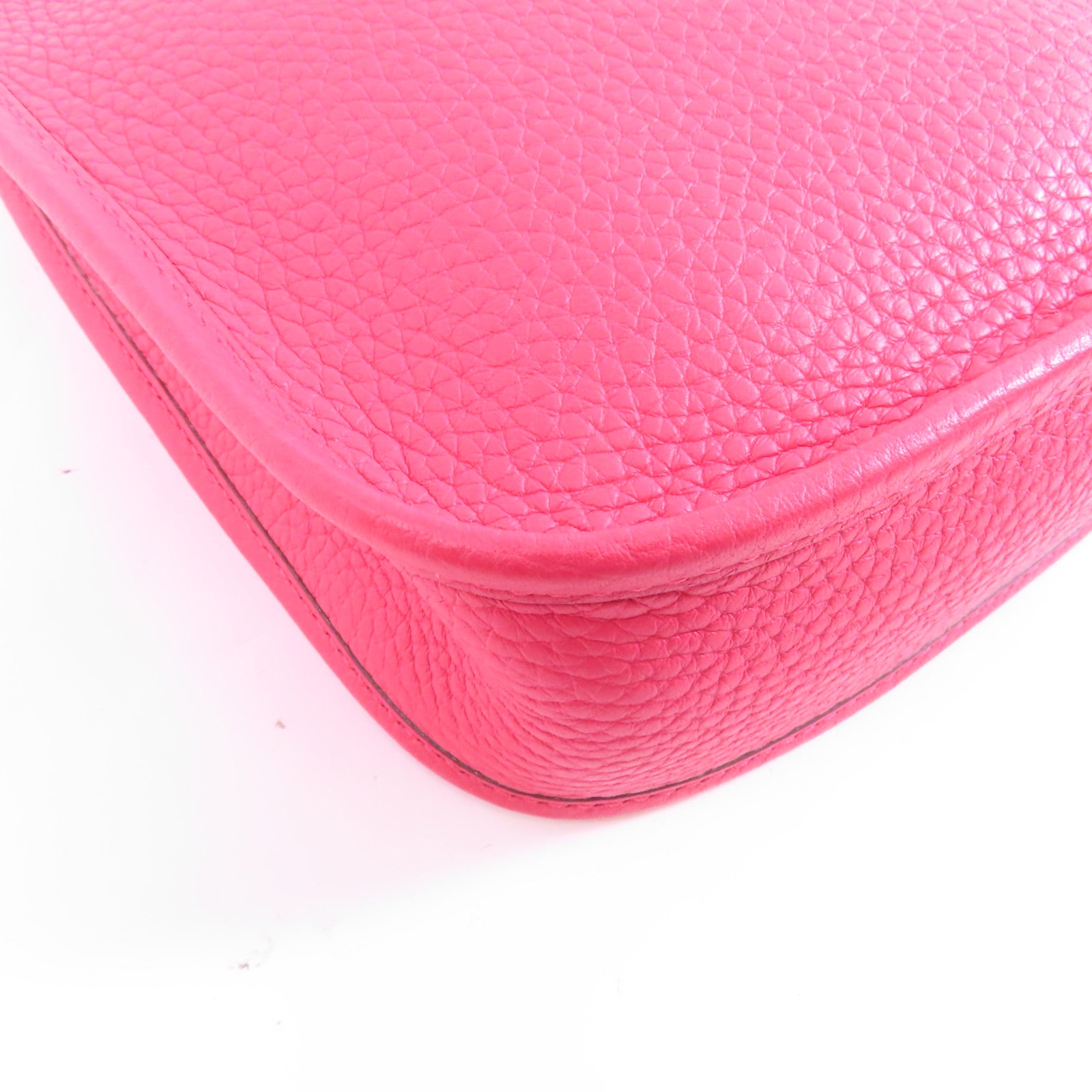 HERMES Clemence皮革Evelyne TPM銀扣肩背袋Rose Extreme/粉紅色