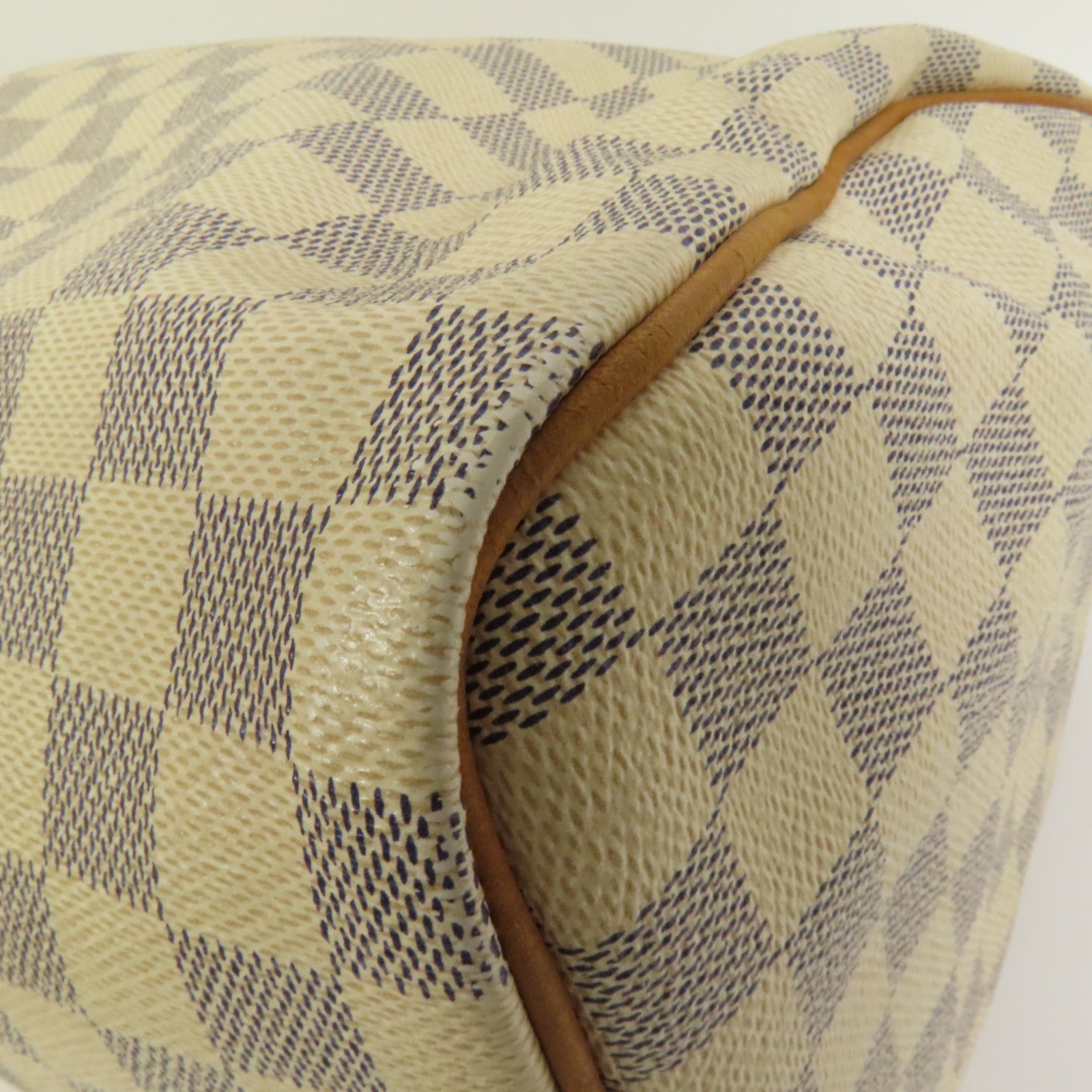 LOUIS VUITTON Damier Azur Speedy 30金扣手挽袋白色