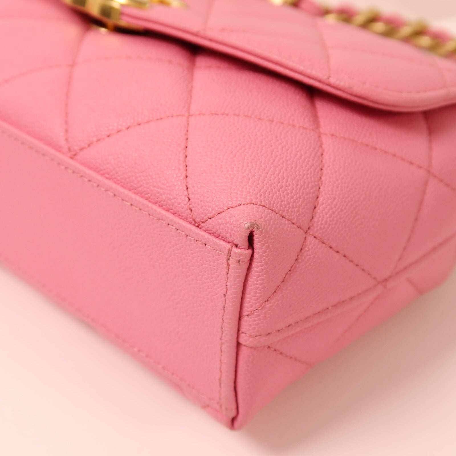 CHANEL 牛皮皮革Chain Shoulder金扣鏈帶肩背袋