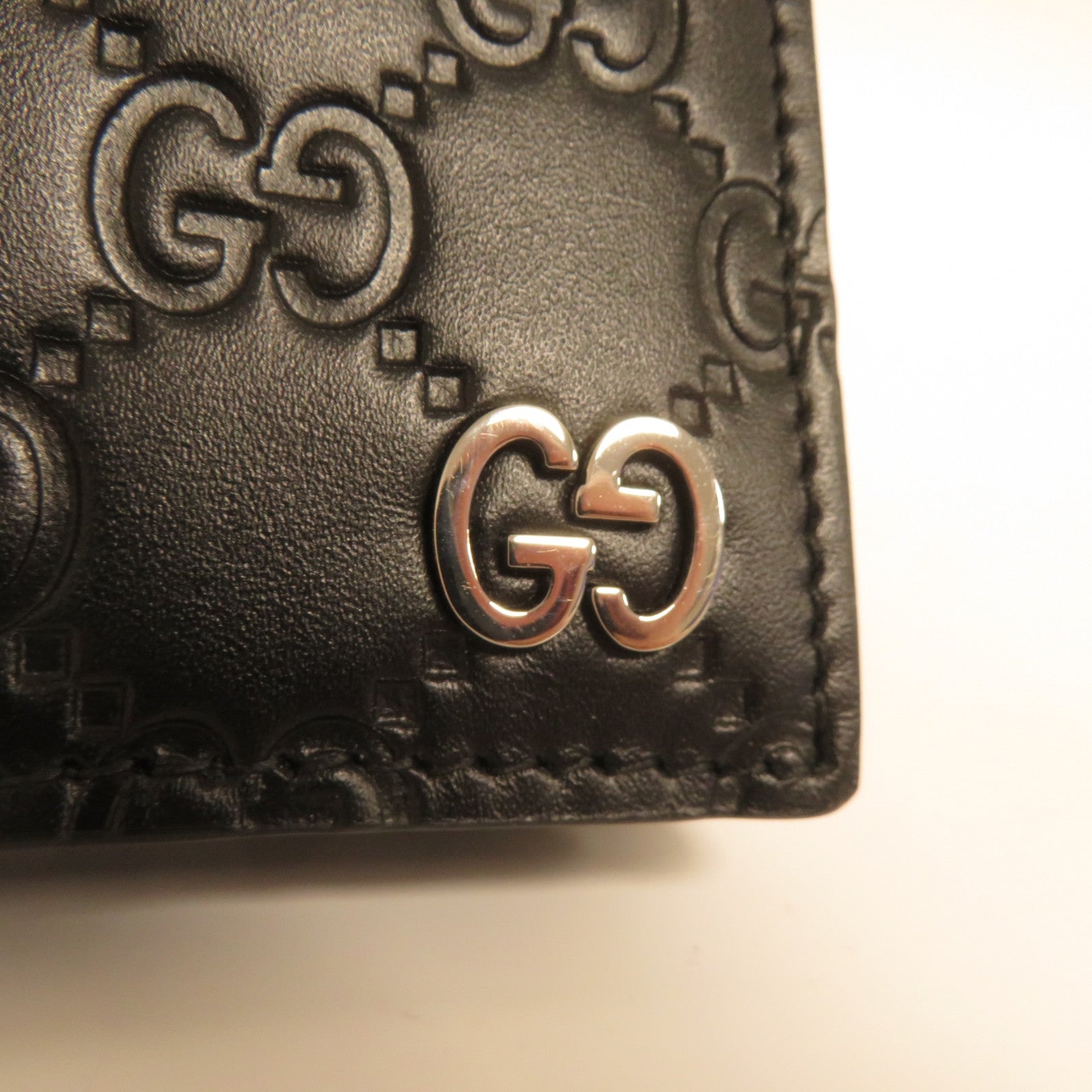 GUCCI 【激減優惠】牛皮皮革Card Case銀扣卡片套黑色