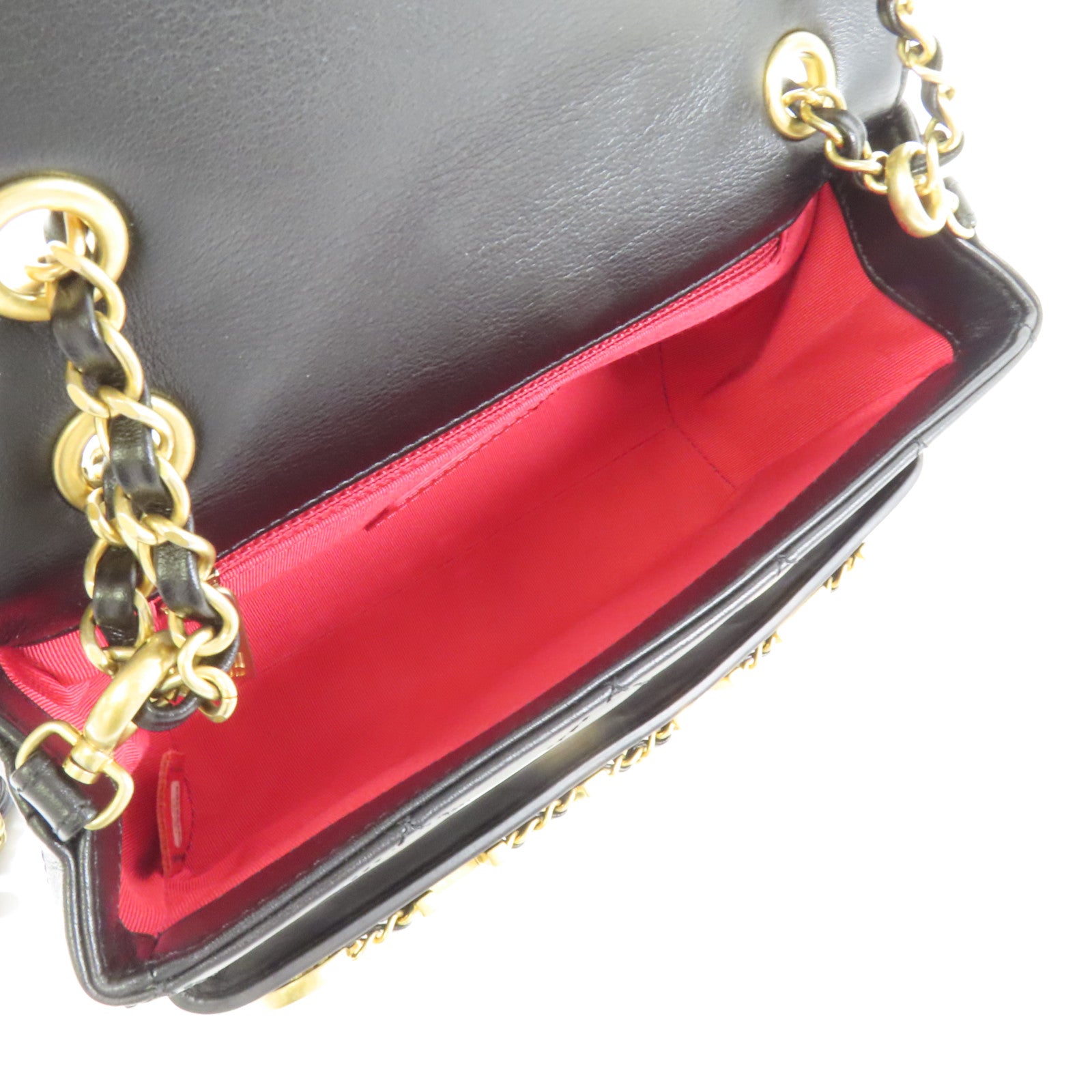 CHANEL 羊皮皮革Chain Shoulder Bag金扣鏈帶肩背袋