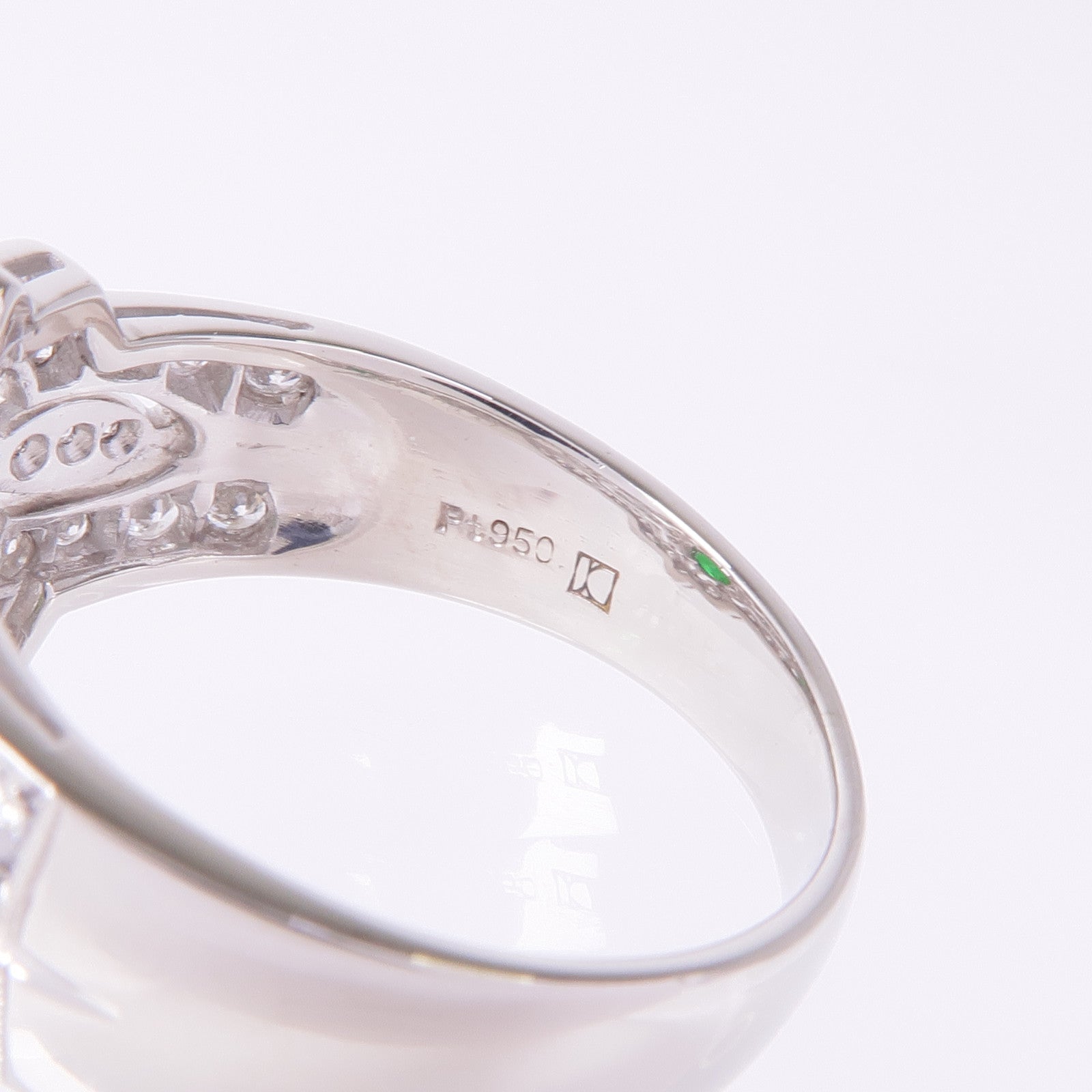 JEWELRY PT950鉑金Garnet Diamond Ring鈣鋁榴石/鑽石戒指US#7.25