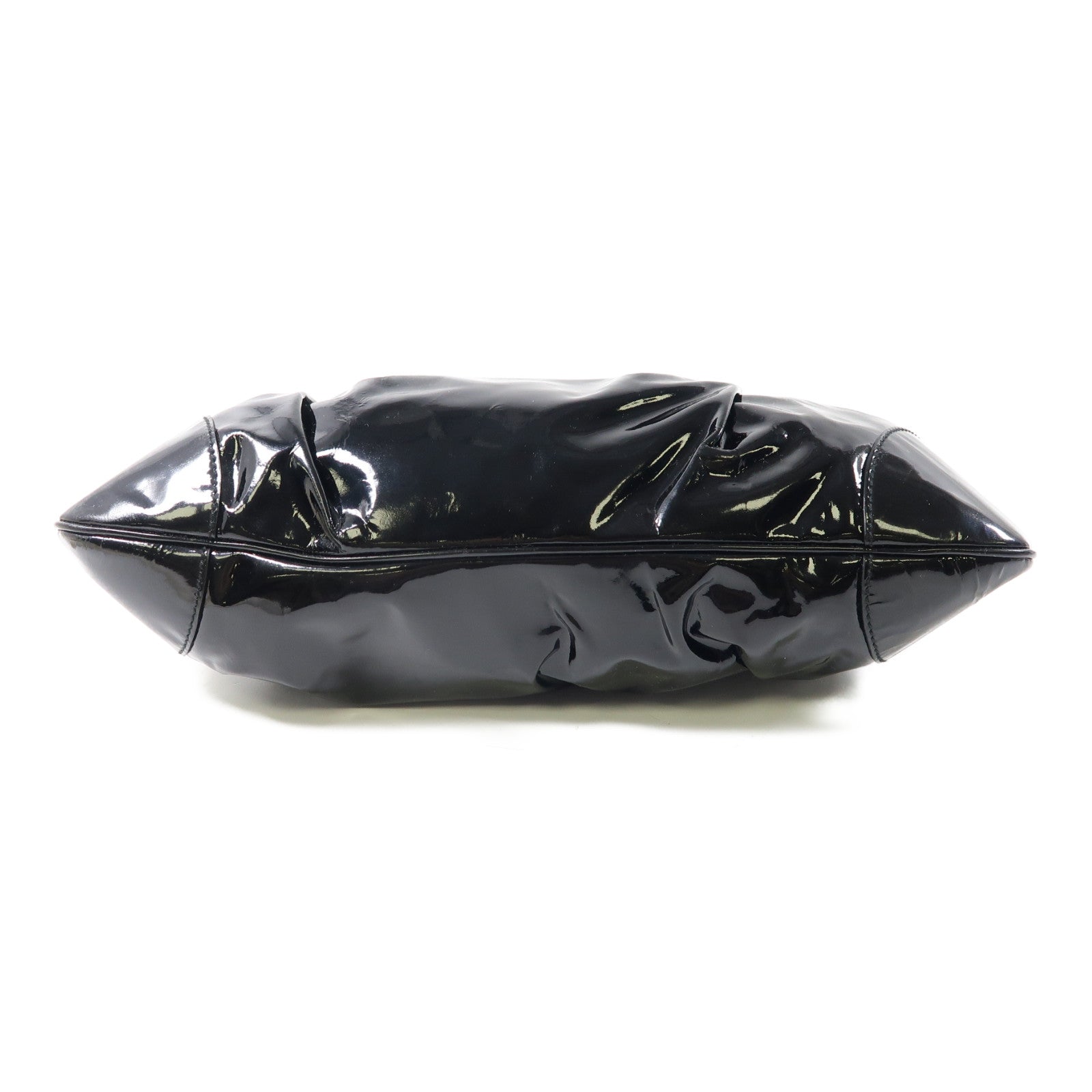 Salvatore Ferragamo 漆皮皮革Hand Bag銀扣手挽袋黑色