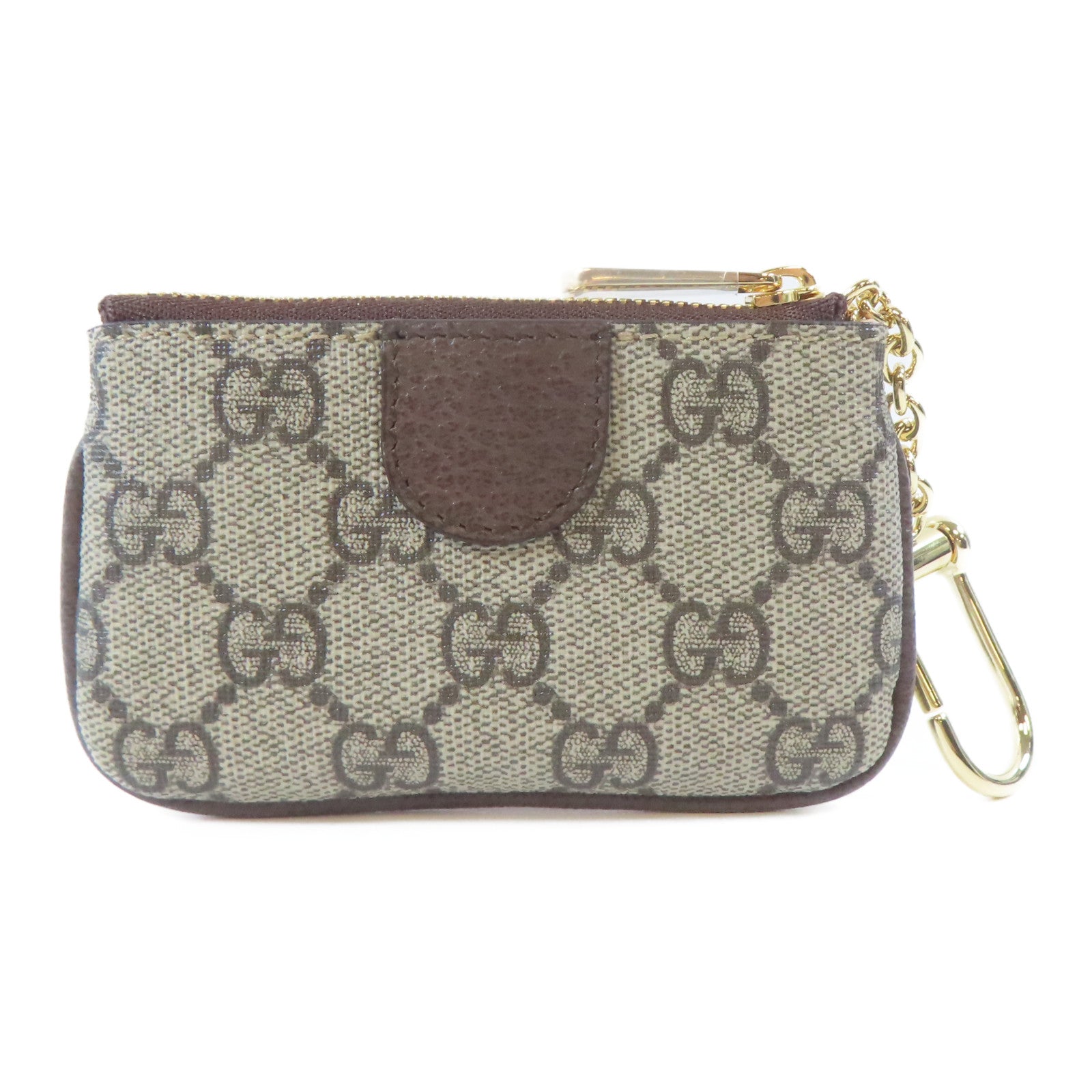 GUCCI 塗層帆布Ophidia Coin Key Case金扣零錢鎖匙包啡色