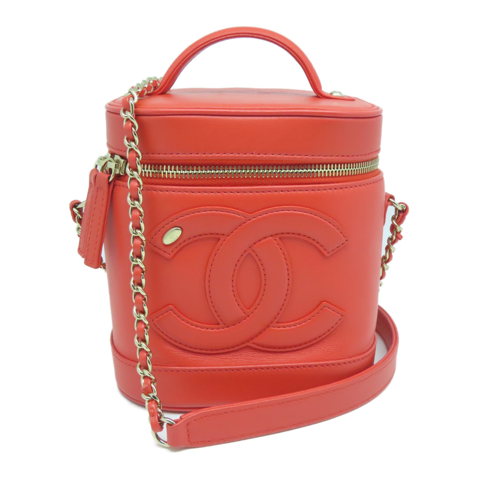 CHANEL 羊皮皮革2way Shoulder Bag金扣手挽肩背两用袋橙色