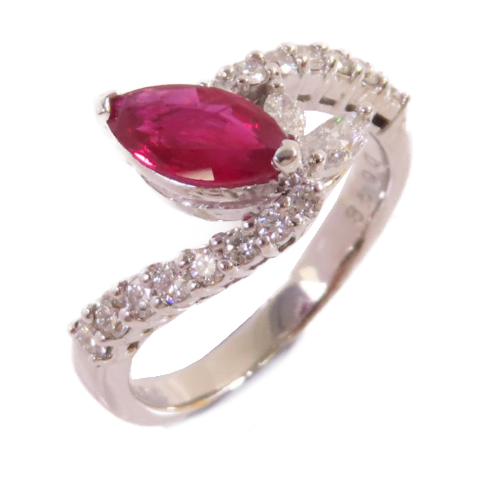 JEWELRY 18K白金/0.84ct紅寶石/0.48ct鑽石Ruby Ring戒指US#5.5