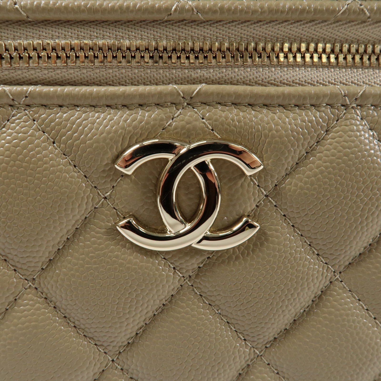 CHANEL 牛皮皮革Vanity Case金扣鏈帶手挽肩背兩用袋