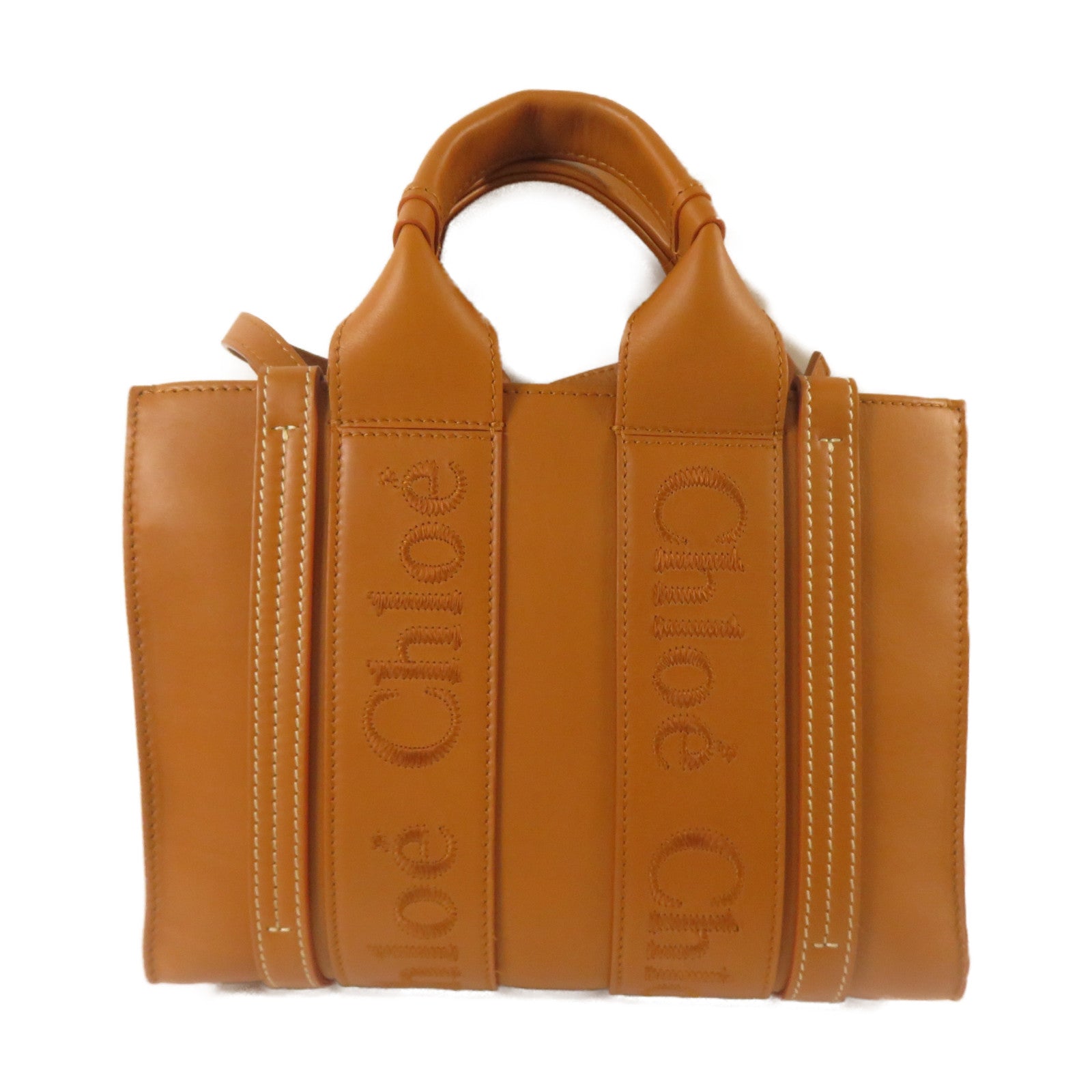 Chloe **【激減優惠】牛皮皮革Tote Bag金扣手挽肩背兩用袋啡色