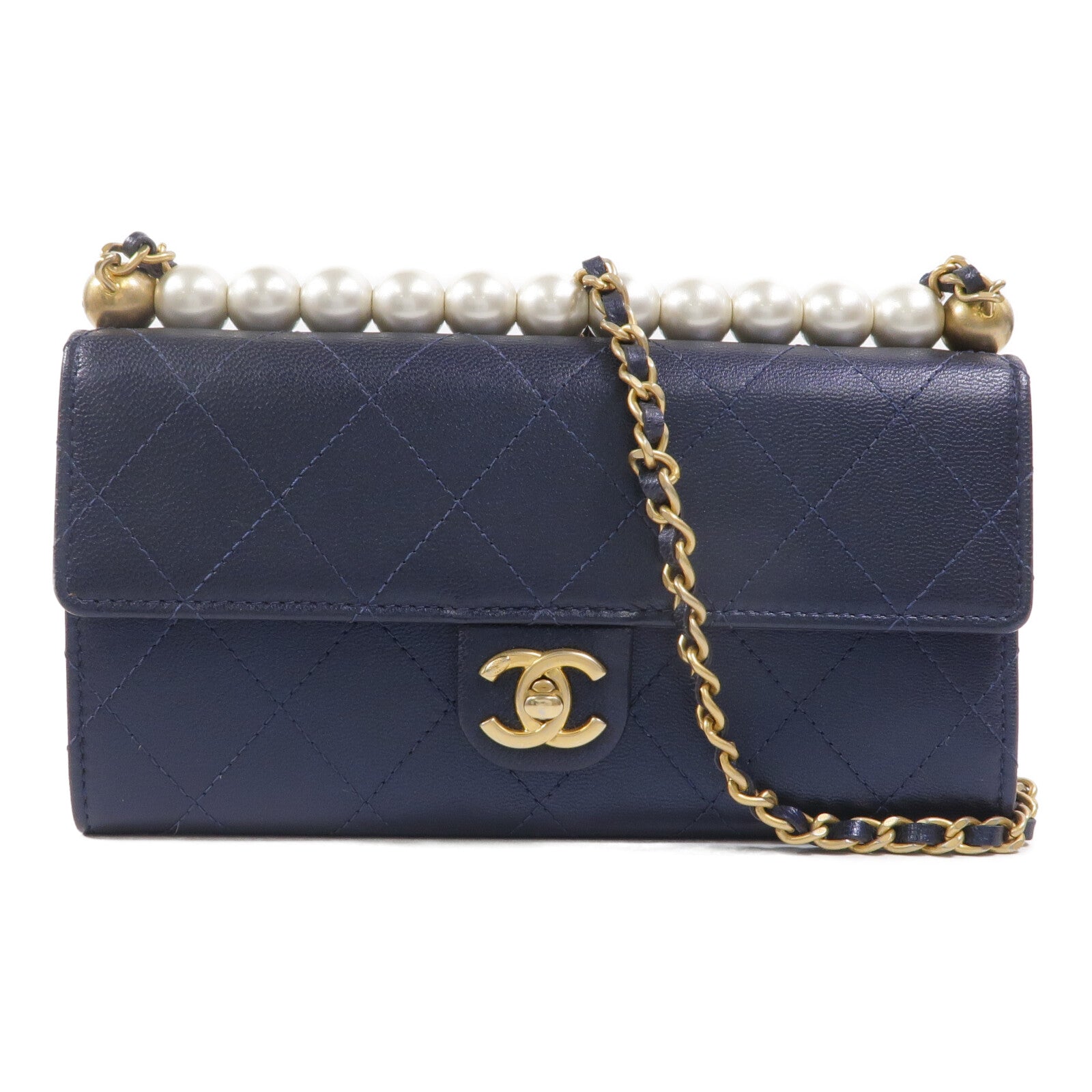 CHANEL 牛皮皮革Chic Pearl Wallet On Chain鏈帶肩背袋