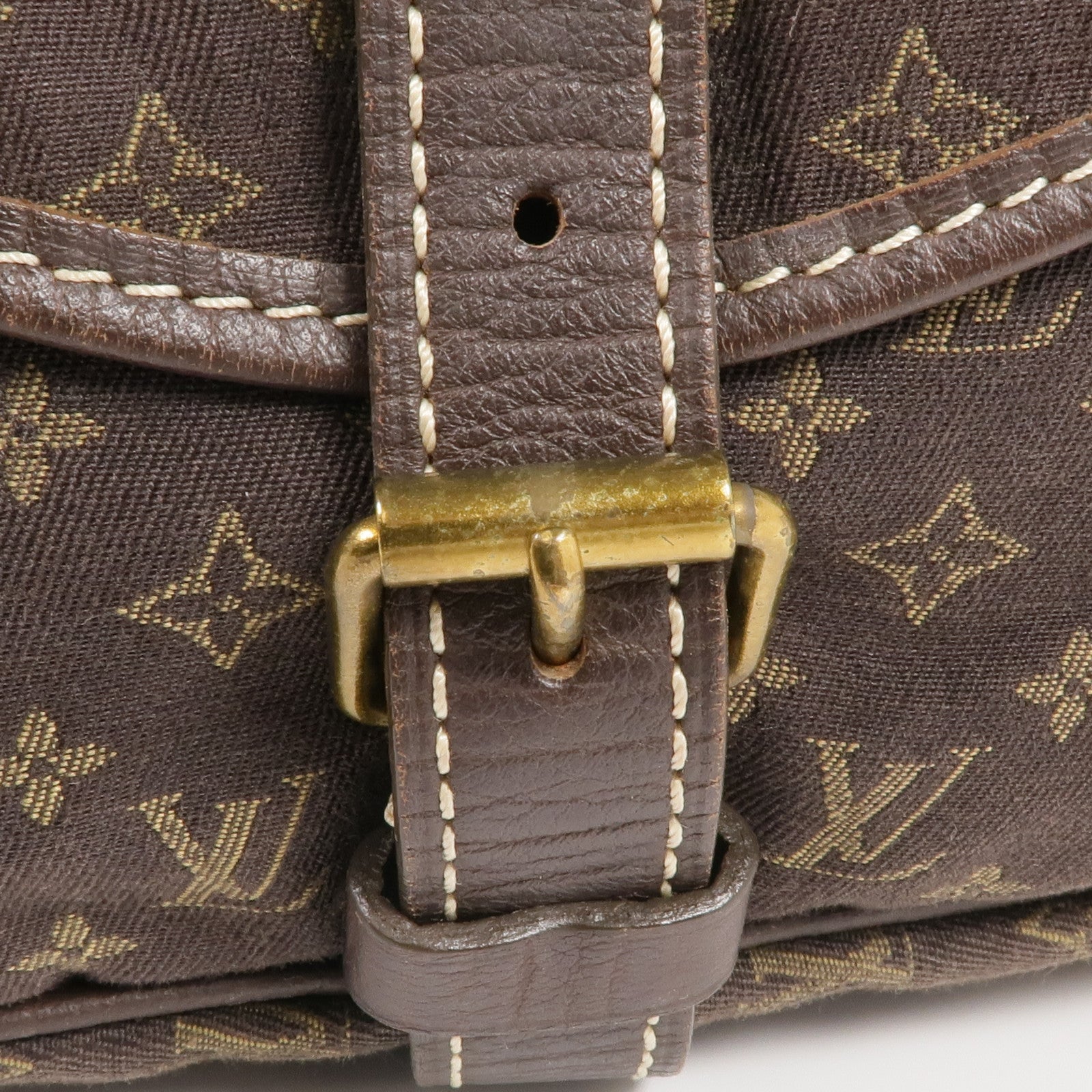 LOUIS VUITTON Monogram Mini Lin Saumur 30金扣肩背袋