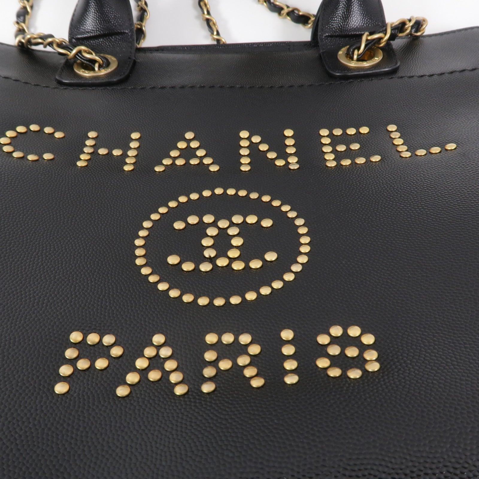 CHANEL 牛皮皮革Deauville Tote鏈帶手挽肩背兩用袋